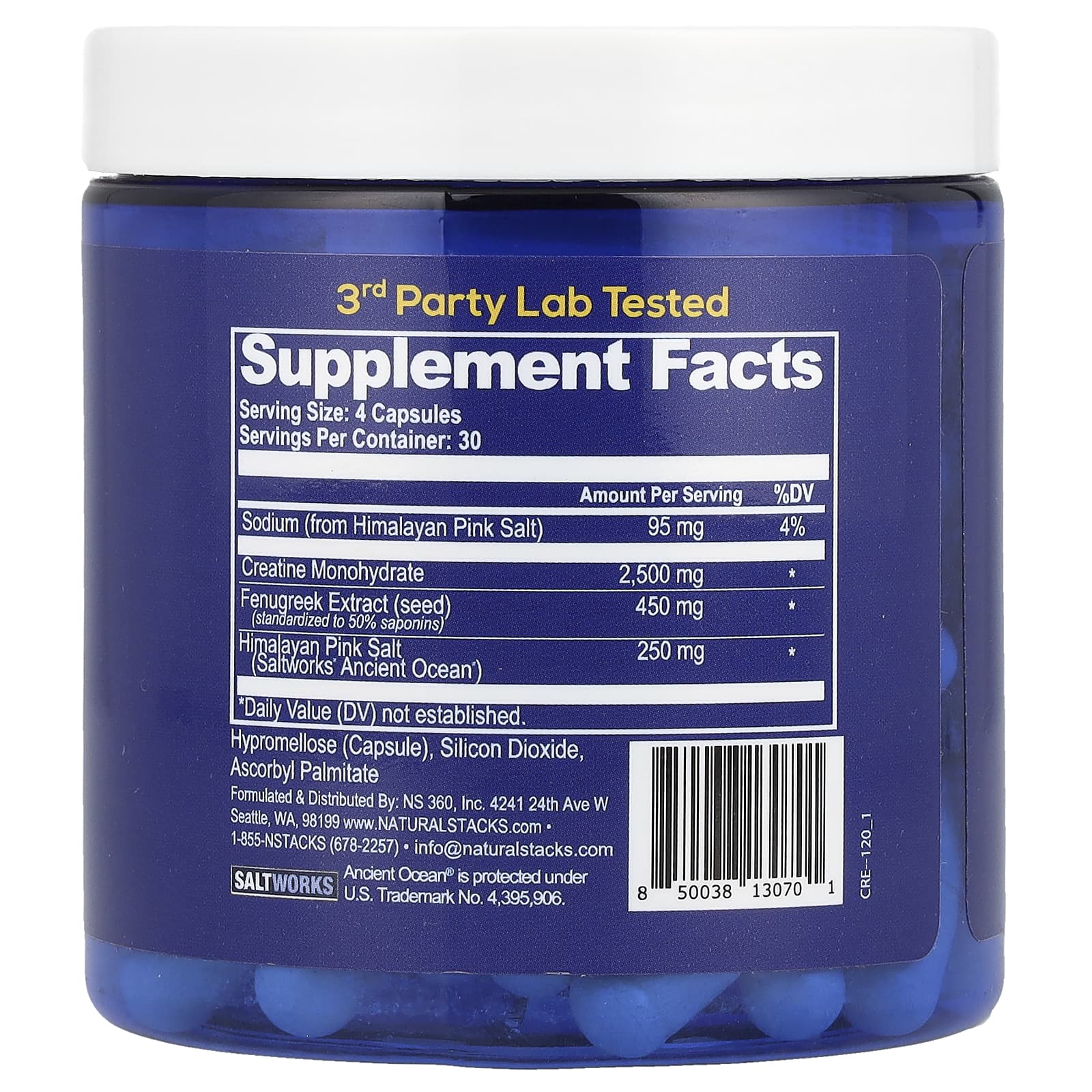 Natural Stacks, Creatine+, 120 Vegan Capsules - Image 2