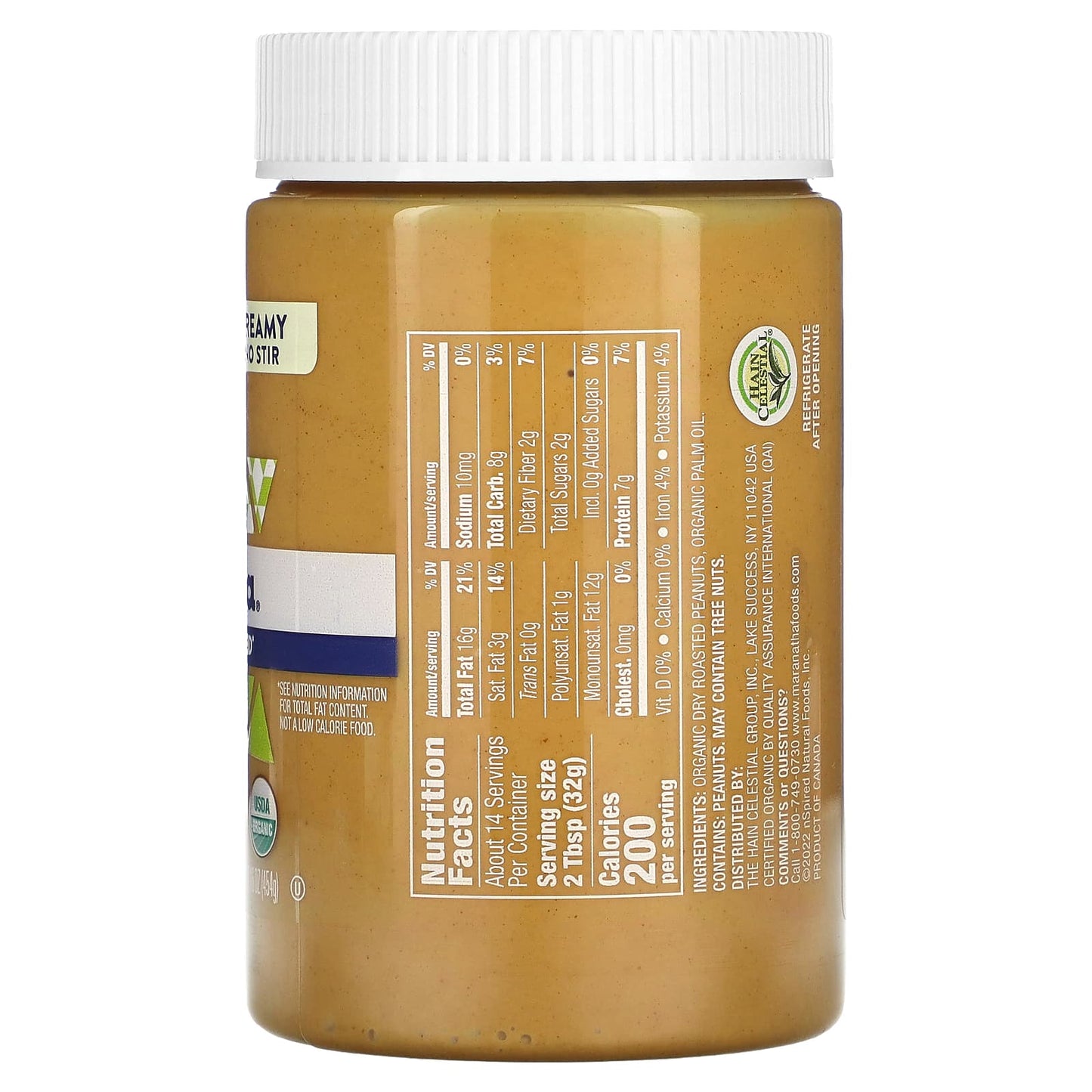 MaraNatha, Organic Peanut Butter Spread, Creamy, 16 oz (454 g)