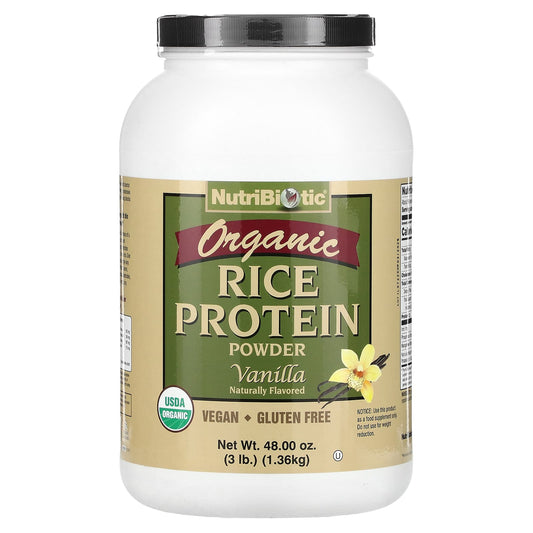 NutriBiotic, Organic Rice Protein Powder, Vanilla, 3 lb (1.36 kg) - Image 1