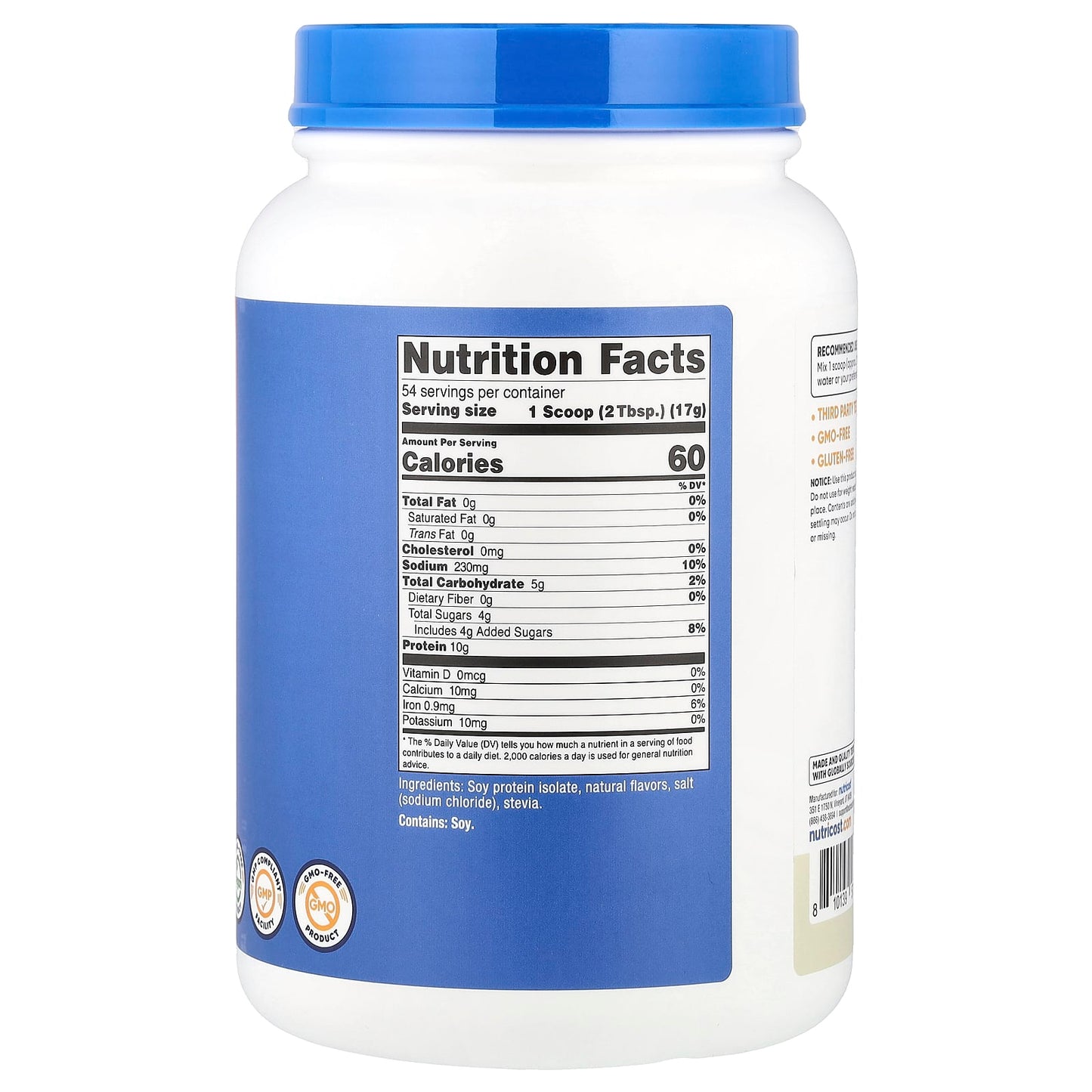Nutricost, Soy Protein Isolate, Vanilla, 2 lb (907 g) - Image 2
