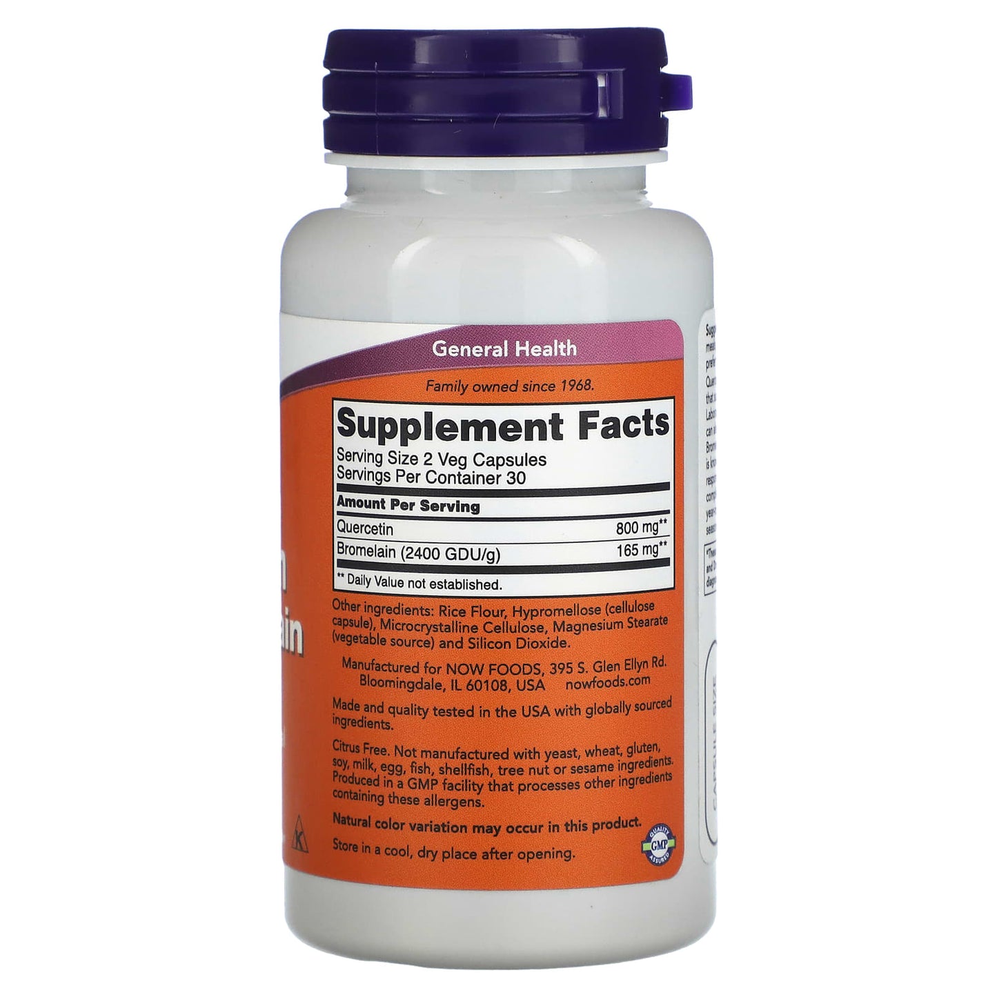NOW Foods, Quercetin With Bromelain, 60 Veg Capsules - Image 2