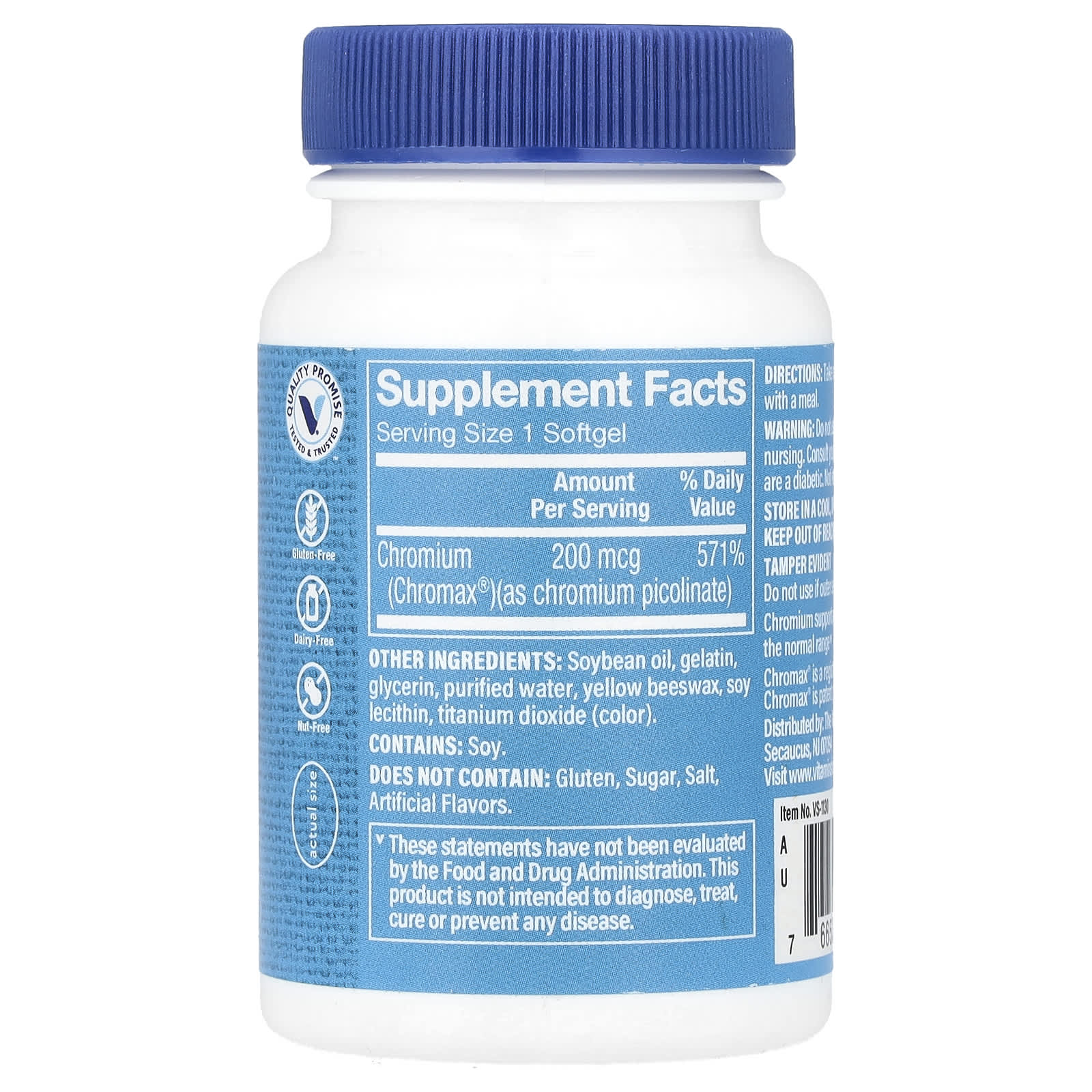 The Vitamin Shoppe, Chromax® Chromium Picolinate, 200 mcg, 100 Softgels - Image 2