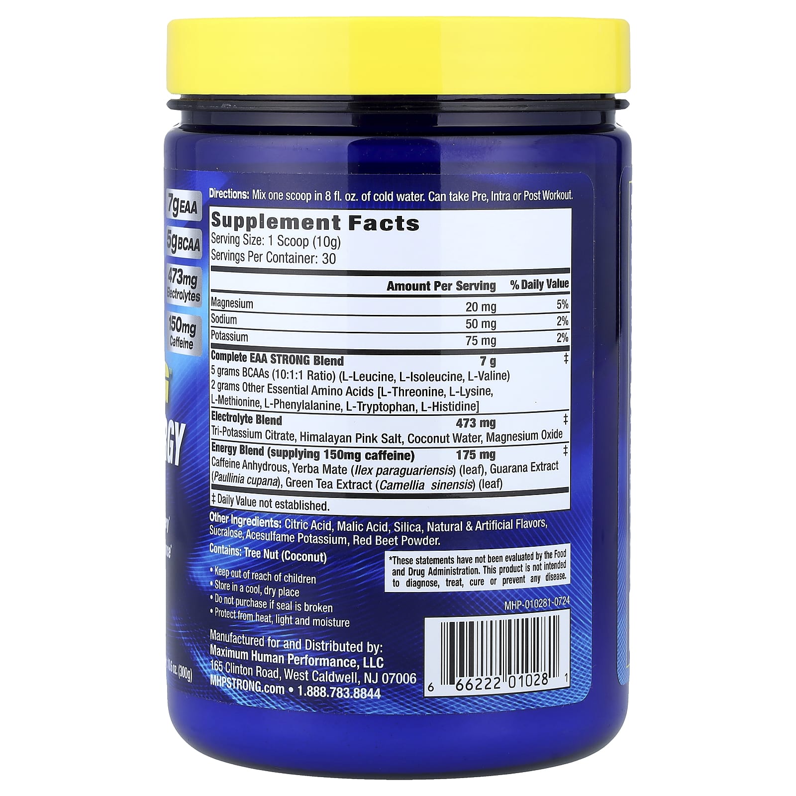 MHP, EAA Strong™ + Energy, Raspberry Lemonade, 10.6 oz (300 g) - Image 2
