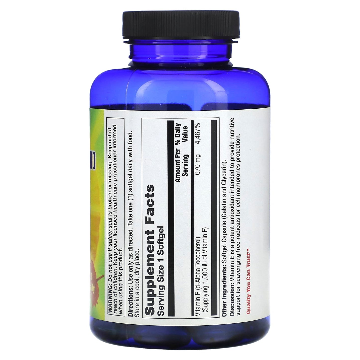 Nature's Life, Vitamin E, 670 mg (1,000 IU), 100 Softgels - Image 2