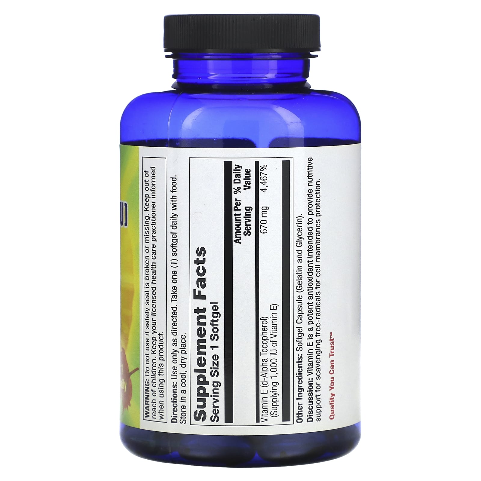 Nature's Life, Vitamin E, 670 mg (1,000 IU), 100 Softgels - Image 2