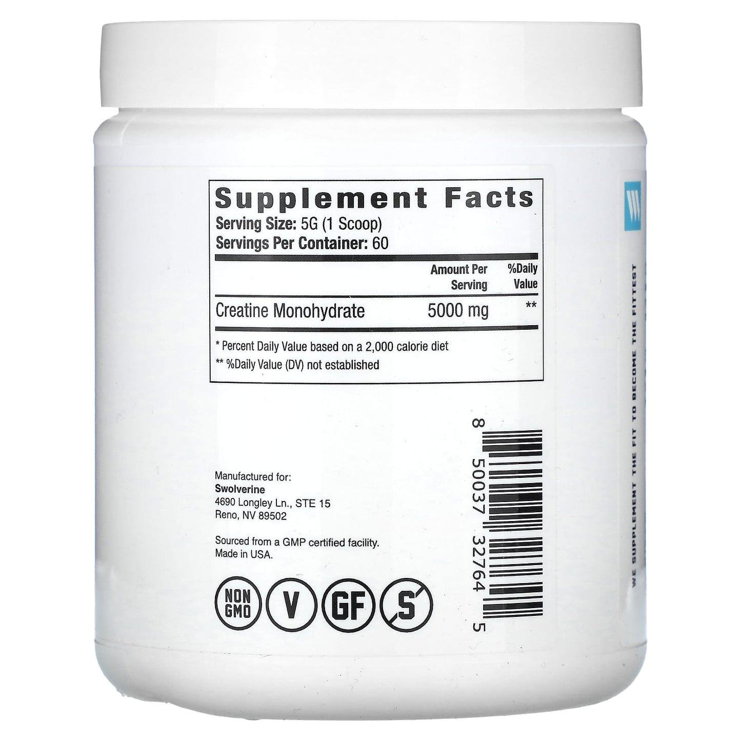 Swolverine, Creatine Monohydrate, Unflavored, 10.58 oz (300 g) - Image 2