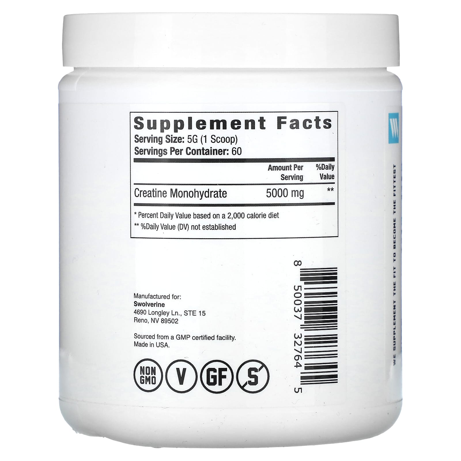 Swolverine, Creatine Monohydrate, Unflavored, 10.58 oz (300 g) - Image 2