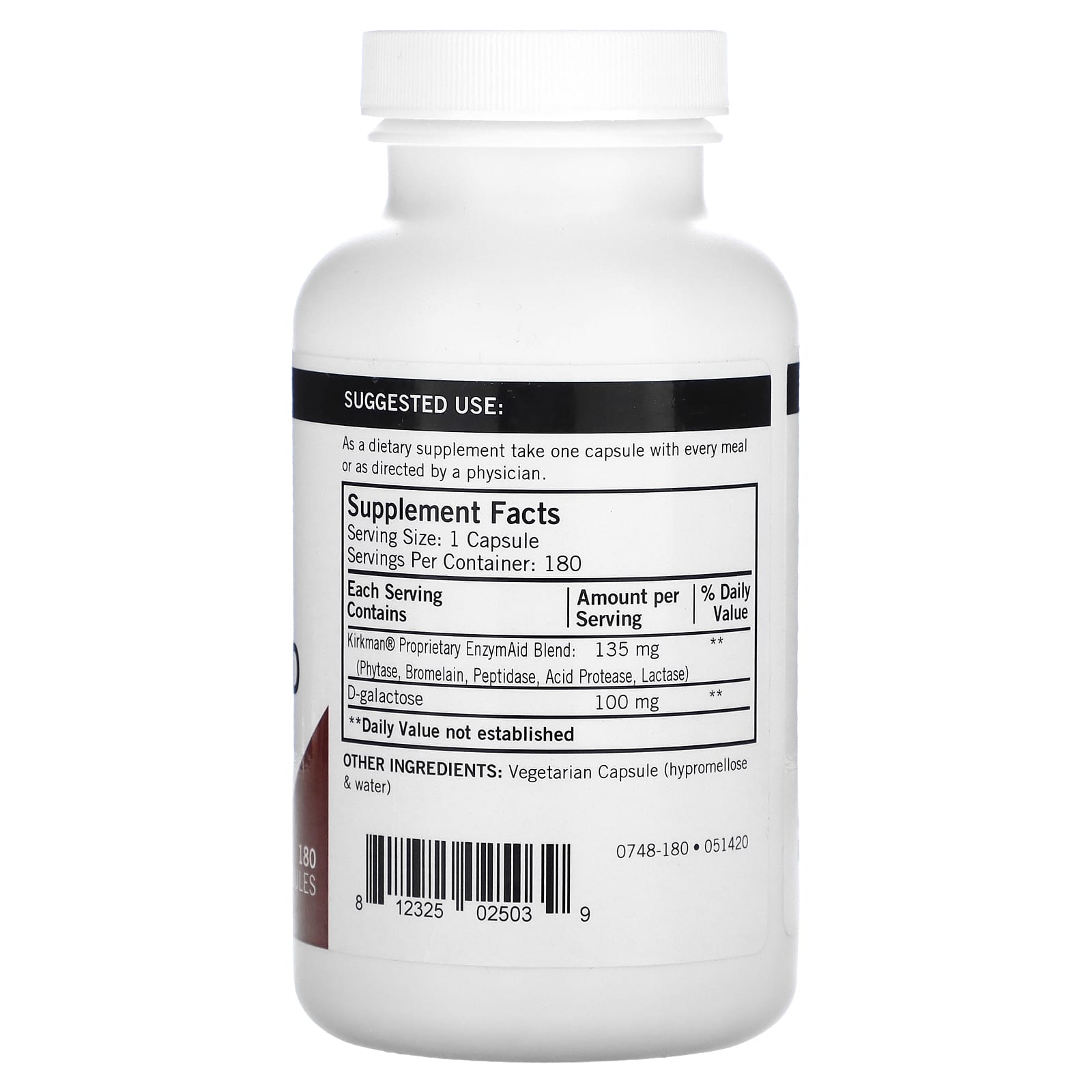 Kirkman Labs, Enzyme Aid, 180 Capsules - Image 2