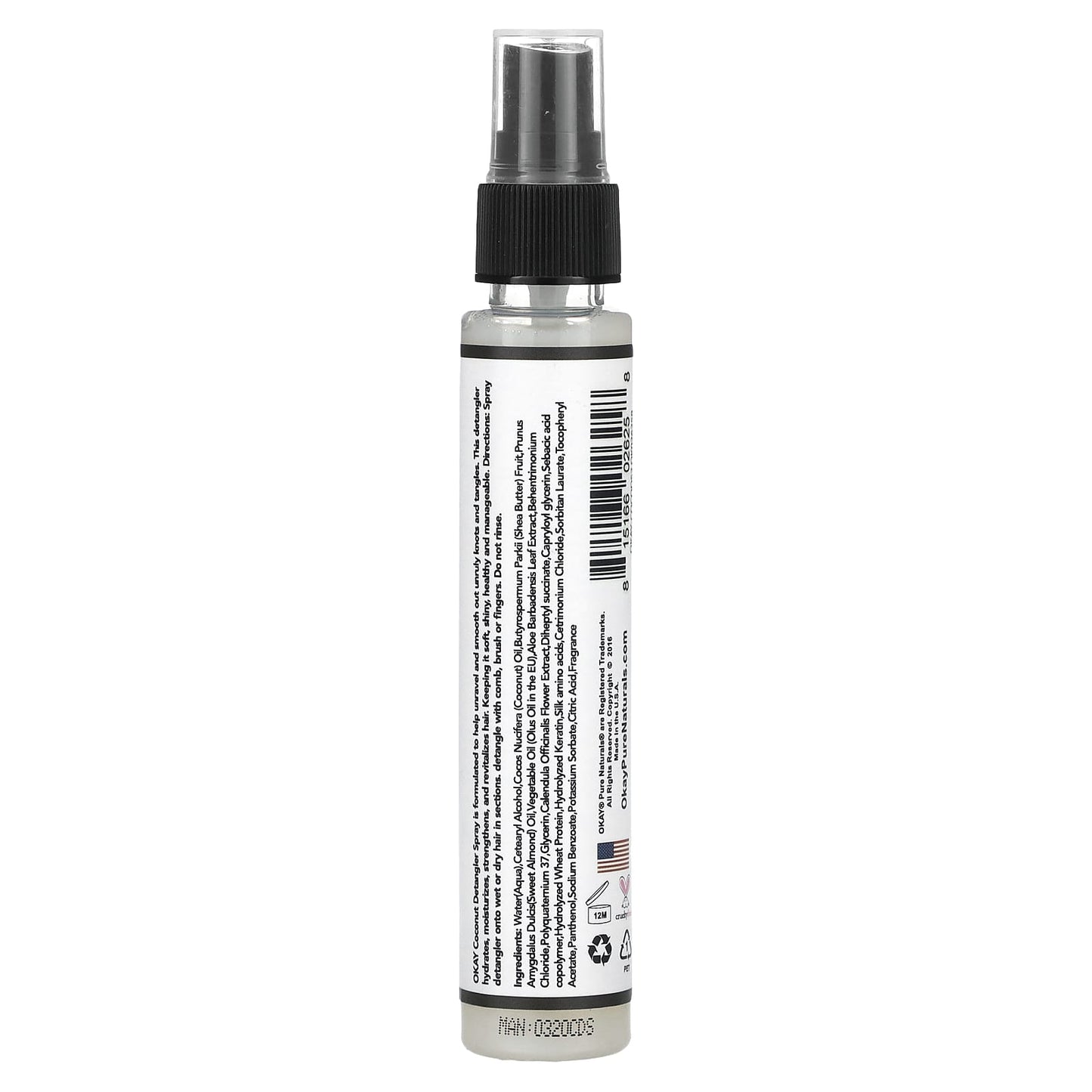 Okay Pure Naturals, Coconut Detangler Spray, 2 fl oz (59 ml) - Image 2