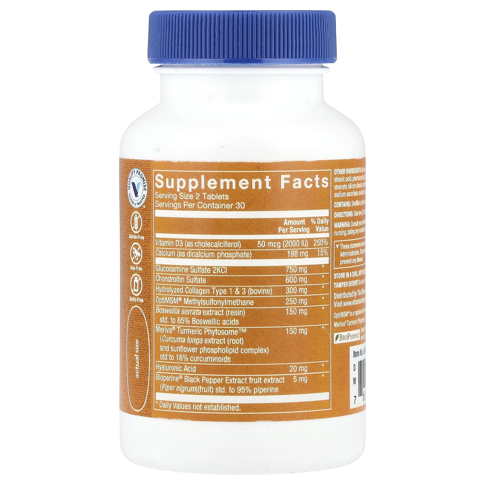 The Vitamin Shoppe, Ultimate Gold Joint Care, 60 Tablets - Image 2