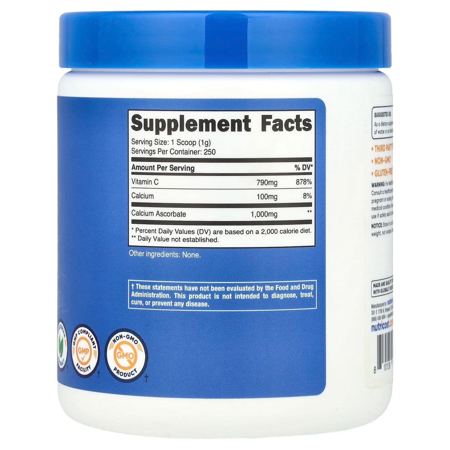 Nutricost, Calcium Ascorbate, Unflavored, 8.9 oz (250 g) - Image 2