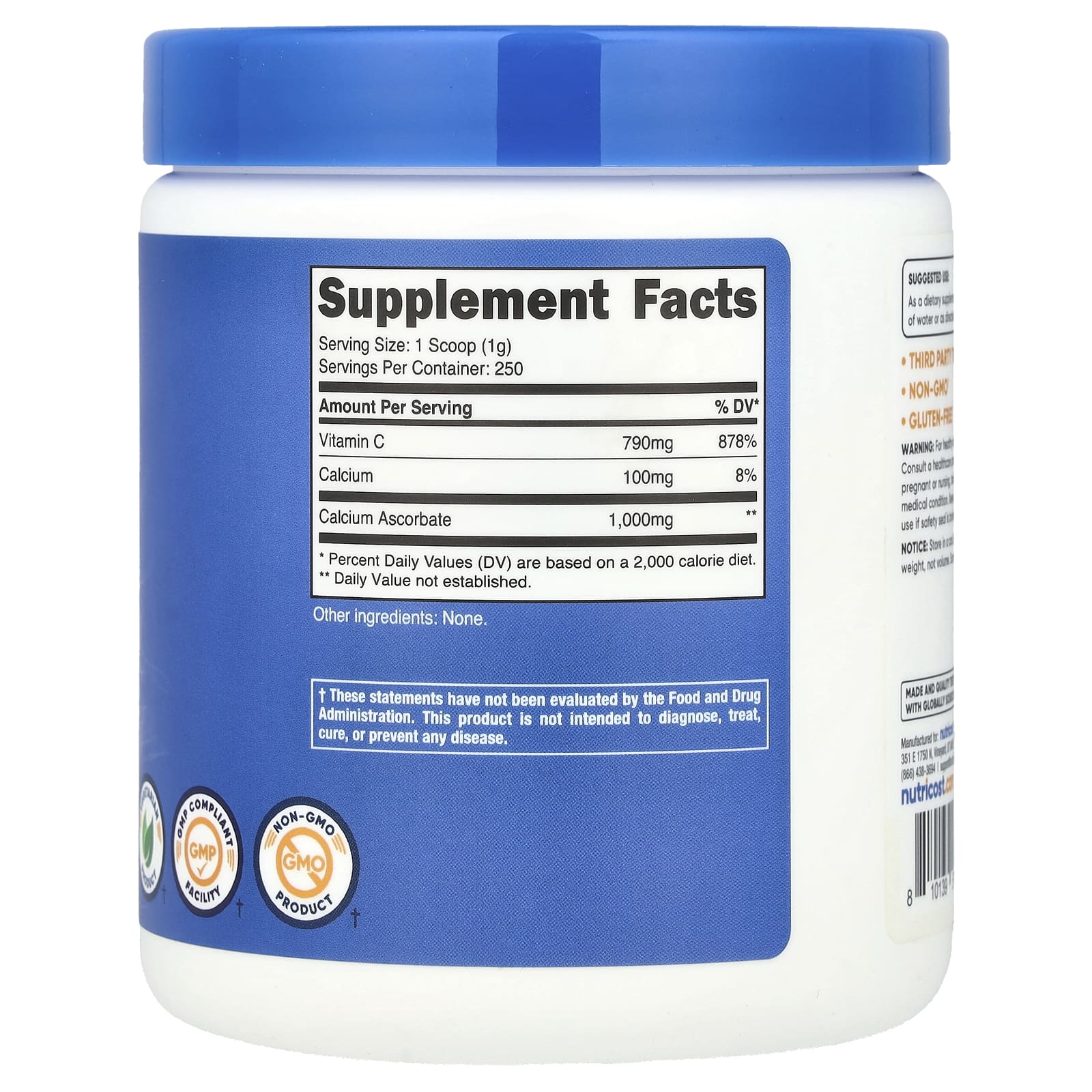 Nutricost, Calcium Ascorbate, Unflavored, 8.9 oz (250 g) - Image 2