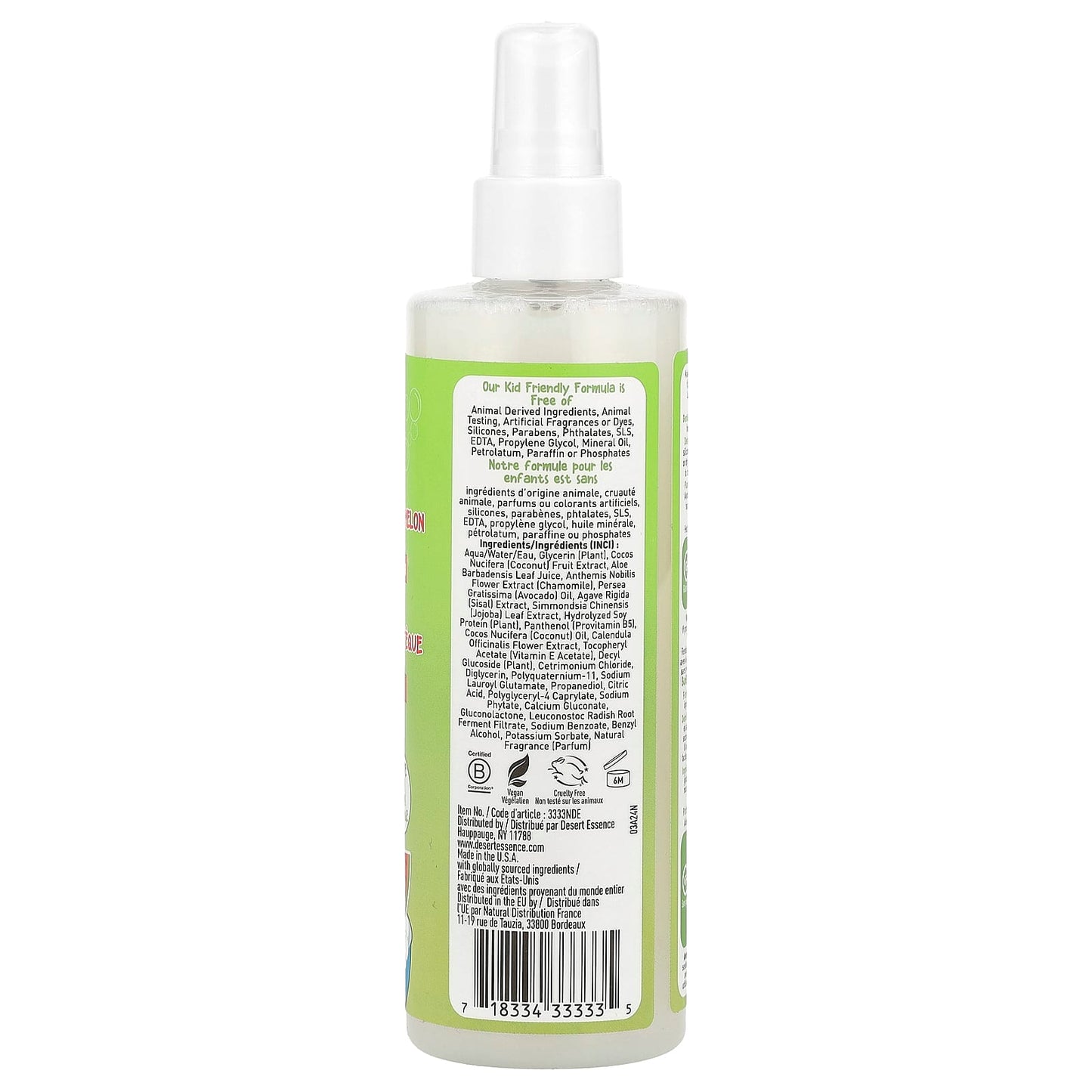 Desert Essence Kids Leave-In Detangling Spray, Green Apple Watermelon, 8 fl oz - Image 2