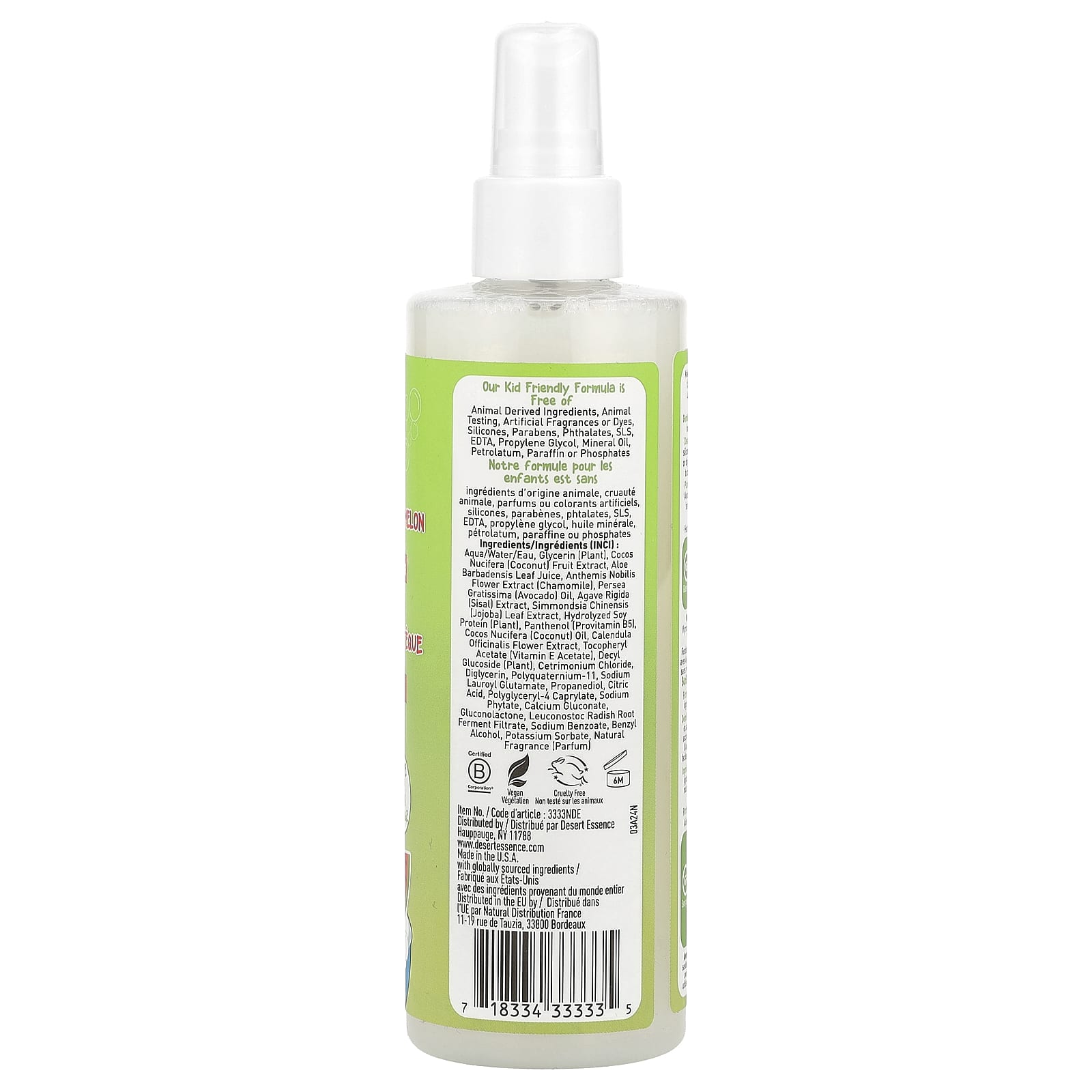 Desert Essence Kids Leave-In Detangling Spray, Green Apple Watermelon, 8 fl oz - Image 2