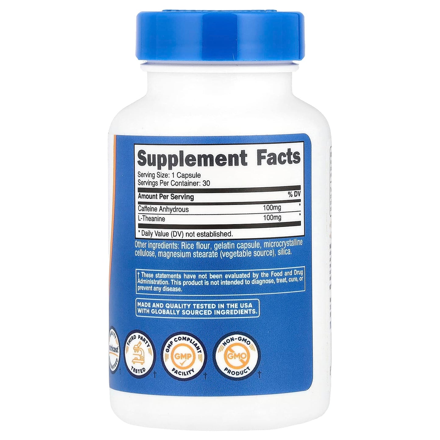 Nutricost, Caffeine With L-Theanine, 30 Capsules - Image 2