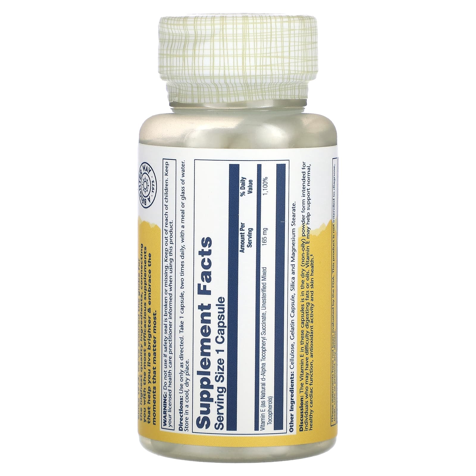 Solaray, Dry Form Vitamin E, 165 mg, 100 Capsules - Image 2
