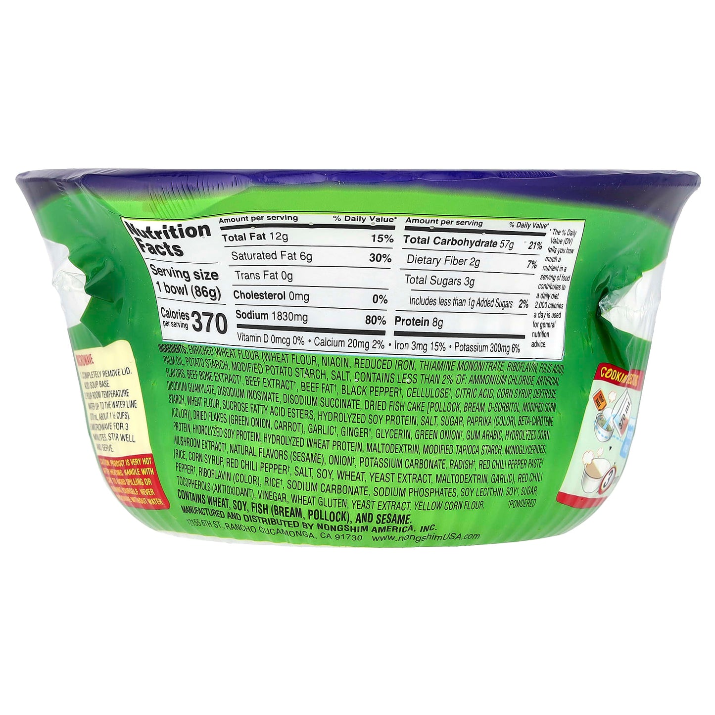 Nongshim, Bowl Noodles, Ramyun Noodles With Soup Mix, Hot & Spicy , 3.03 oz (86 g) - Image 2