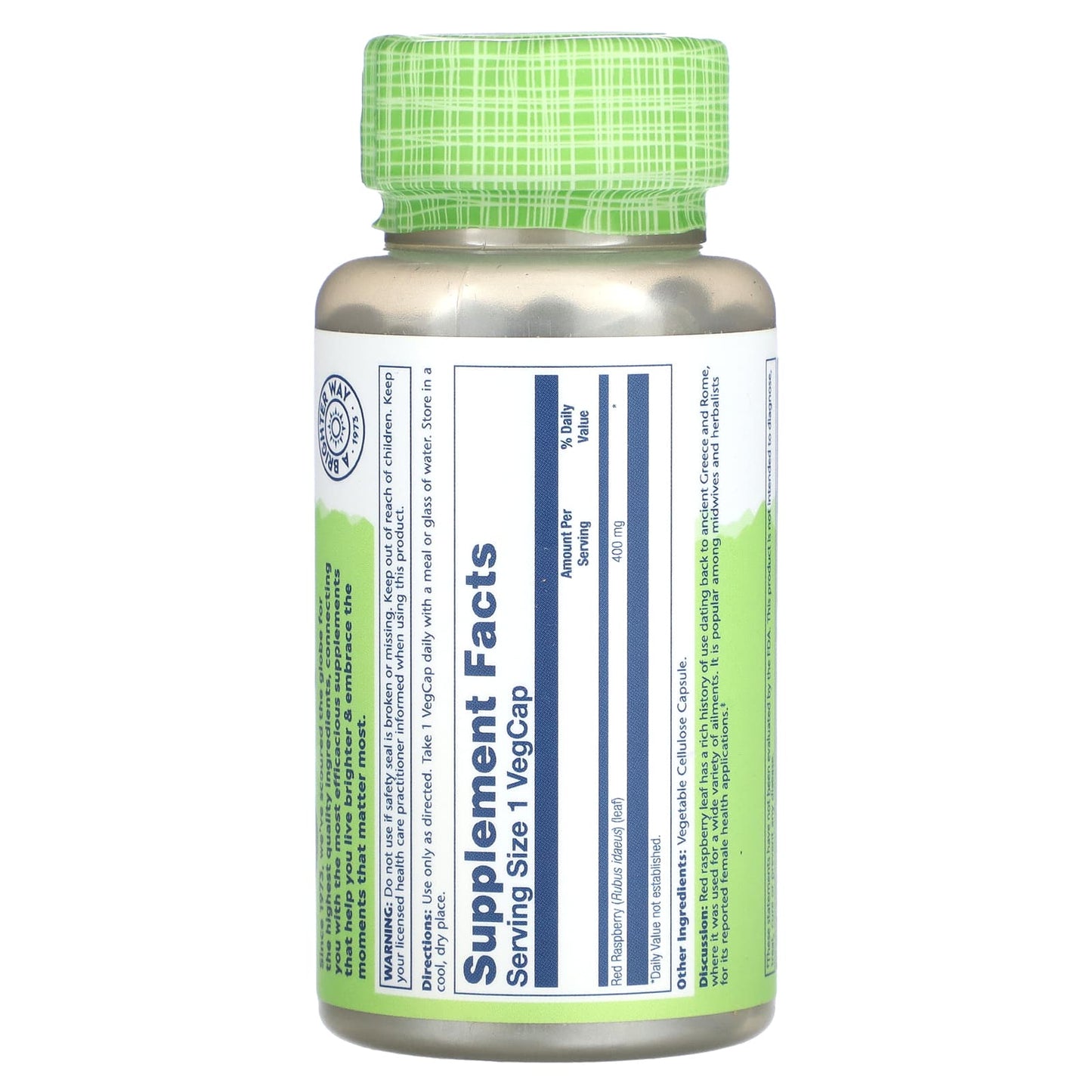 Solaray, True Herbs, Red Raspberry, 400 mg , 100 VegCaps - Image 2