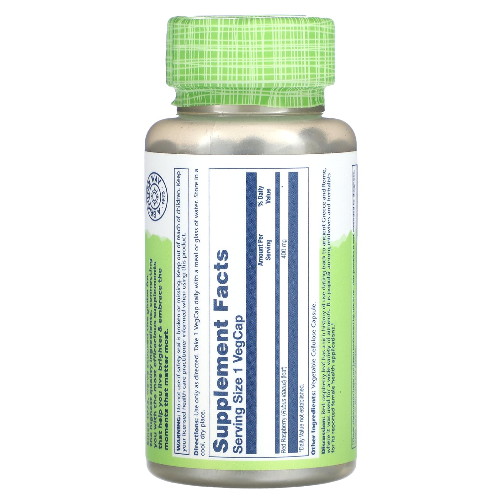 Solaray, True Herbs, Red Raspberry, 400 mg , 100 VegCaps - Image 2