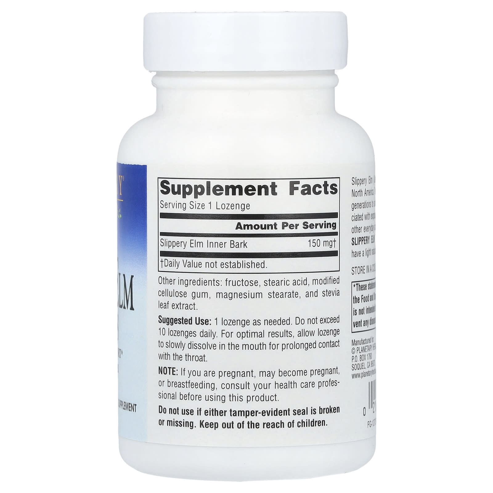 Planetary Herbals, Slippery Elm Lozenges, Unflavored, 150 mg, 100 Lozenges - Image 2