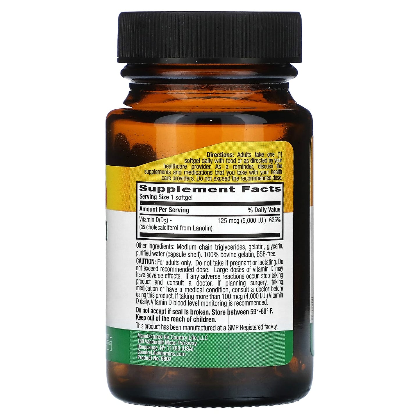 Country Life Vitamin D3 5,000 IU - Supports Bone & Immune Health - Image 2