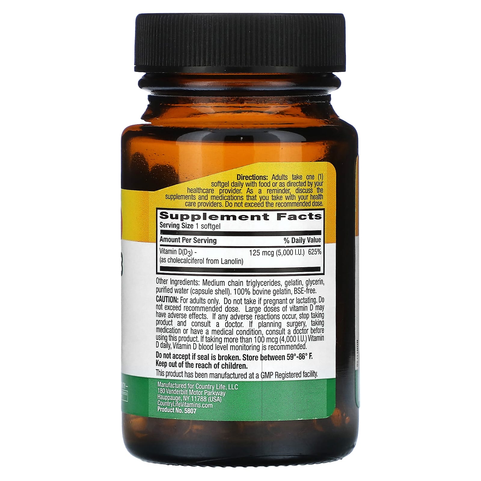 Country Life Vitamin D3 5,000 IU - Supports Bone & Immune Health - Image 2