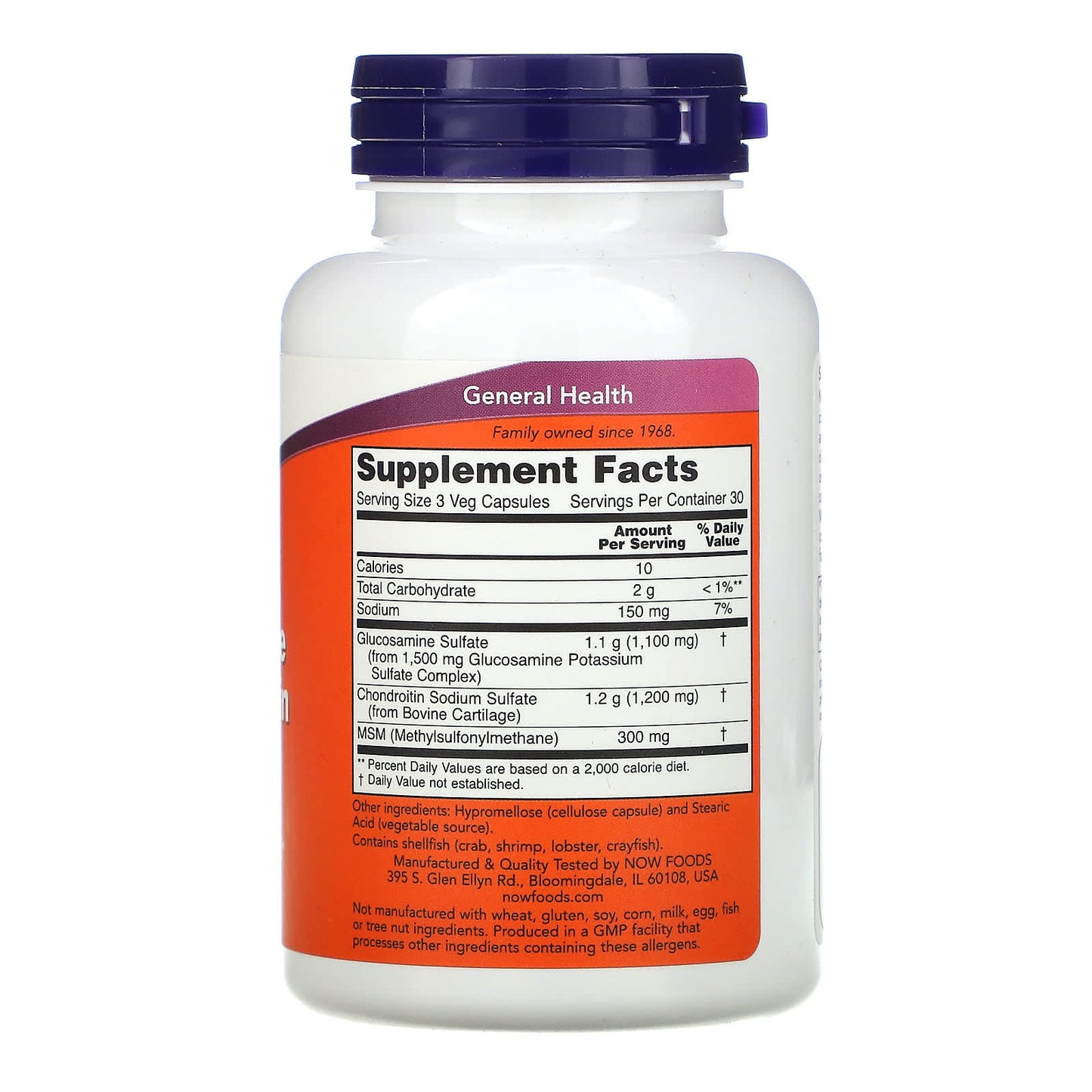 NOW Foods, Glucosamine & Chondroitin with MSM, 90 Capsules - Image 2