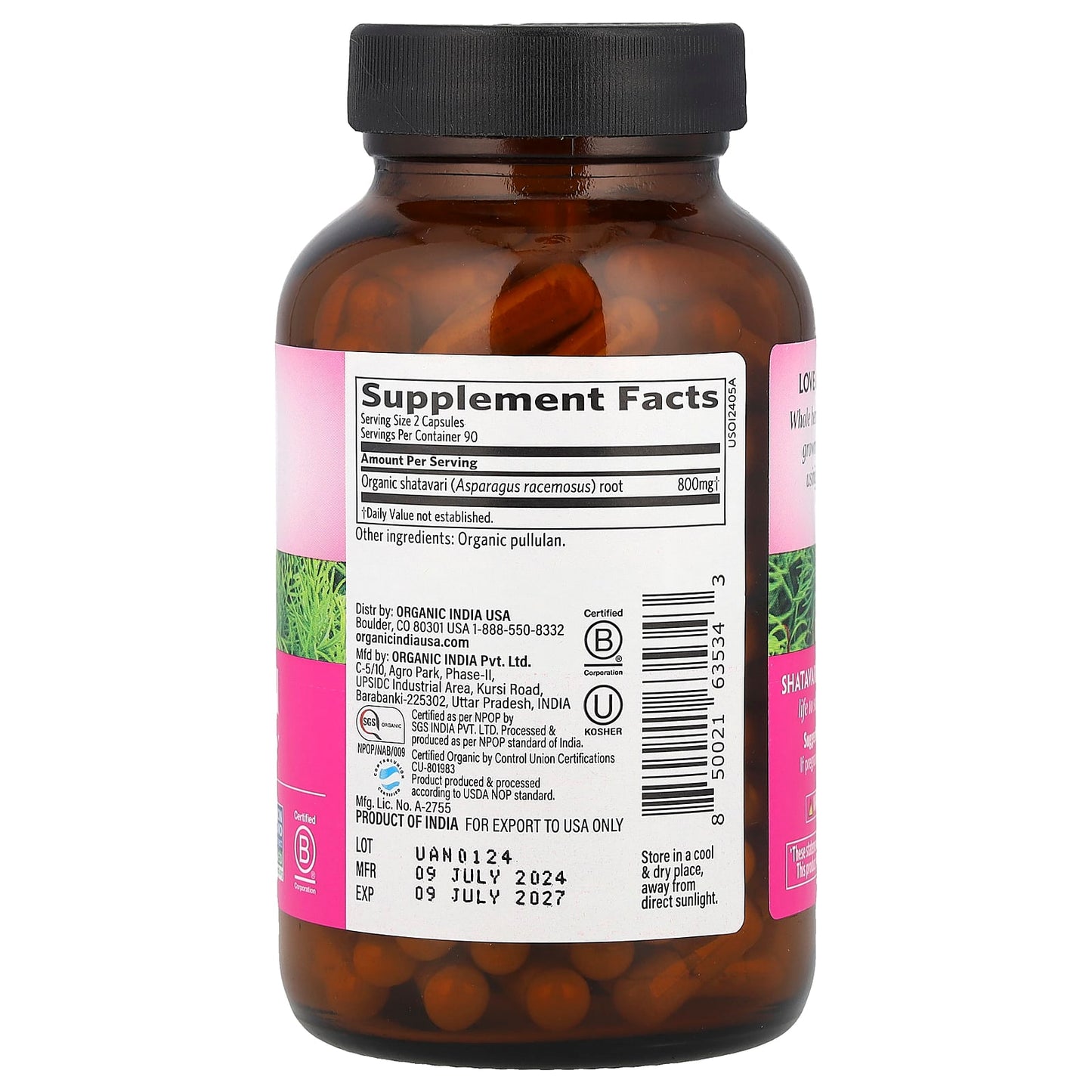 Organic India, Shatavari, 180 Vegetarian Caps (400 mg per Capsule) - Image 2