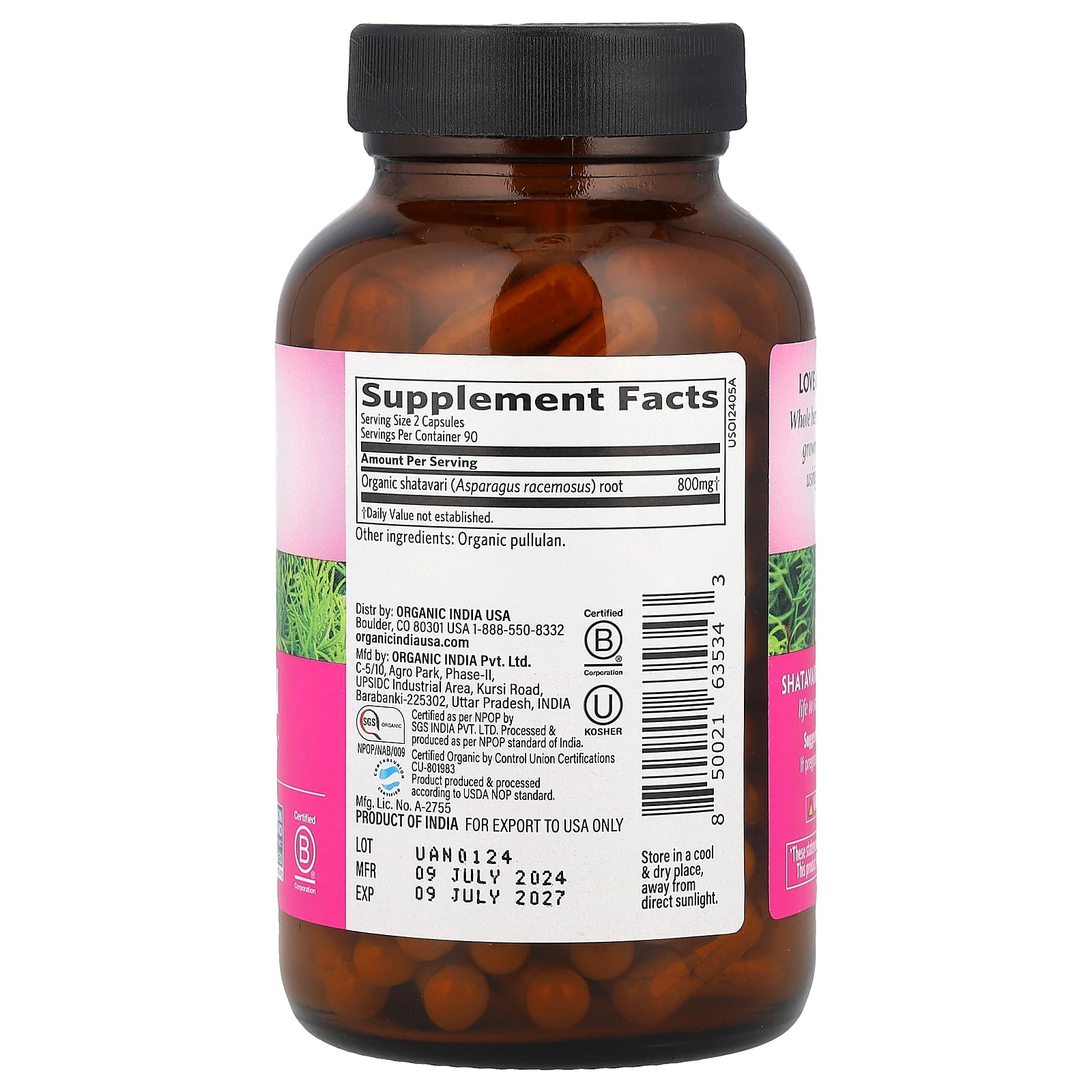 Organic India, Shatavari, 180 Vegetarian Caps (400 mg per Capsule) - Image 2