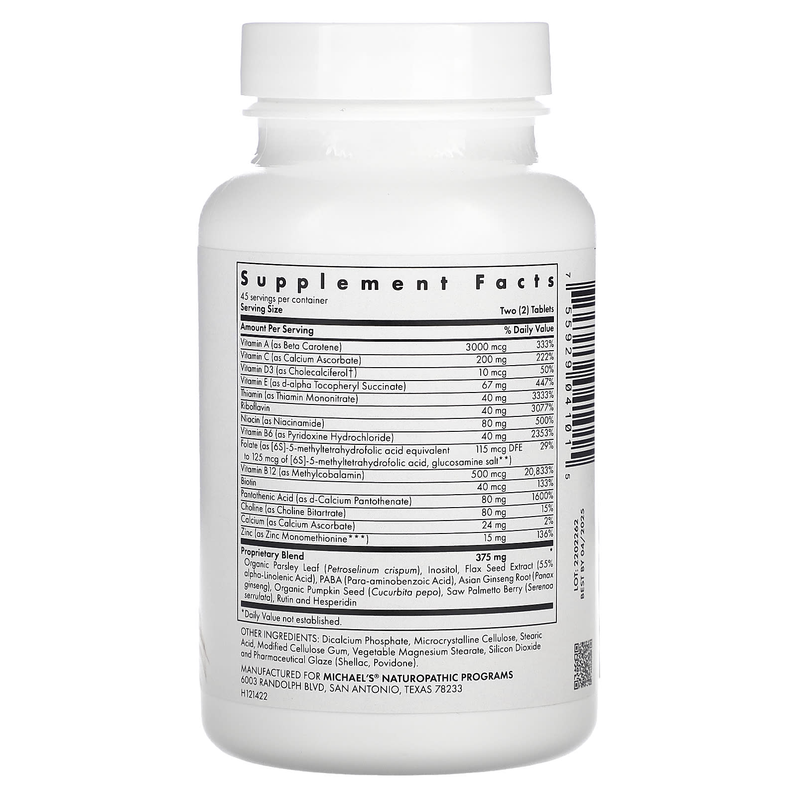 Michael's Health, Teen Boys Multivitamin, 90 Vegetarian Tablets - Image 2