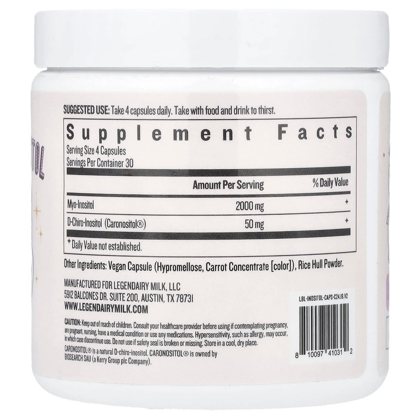 Legendairy Milk, Myo & D-Chiro Inositol , 120 Vegan Capsules - Image 2