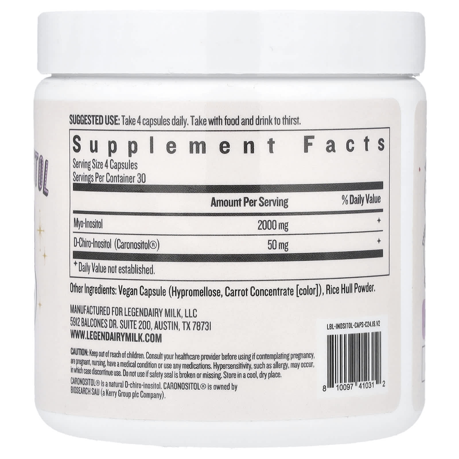 Legendairy Milk, Myo & D-Chiro Inositol , 120 Vegan Capsules - Image 2
