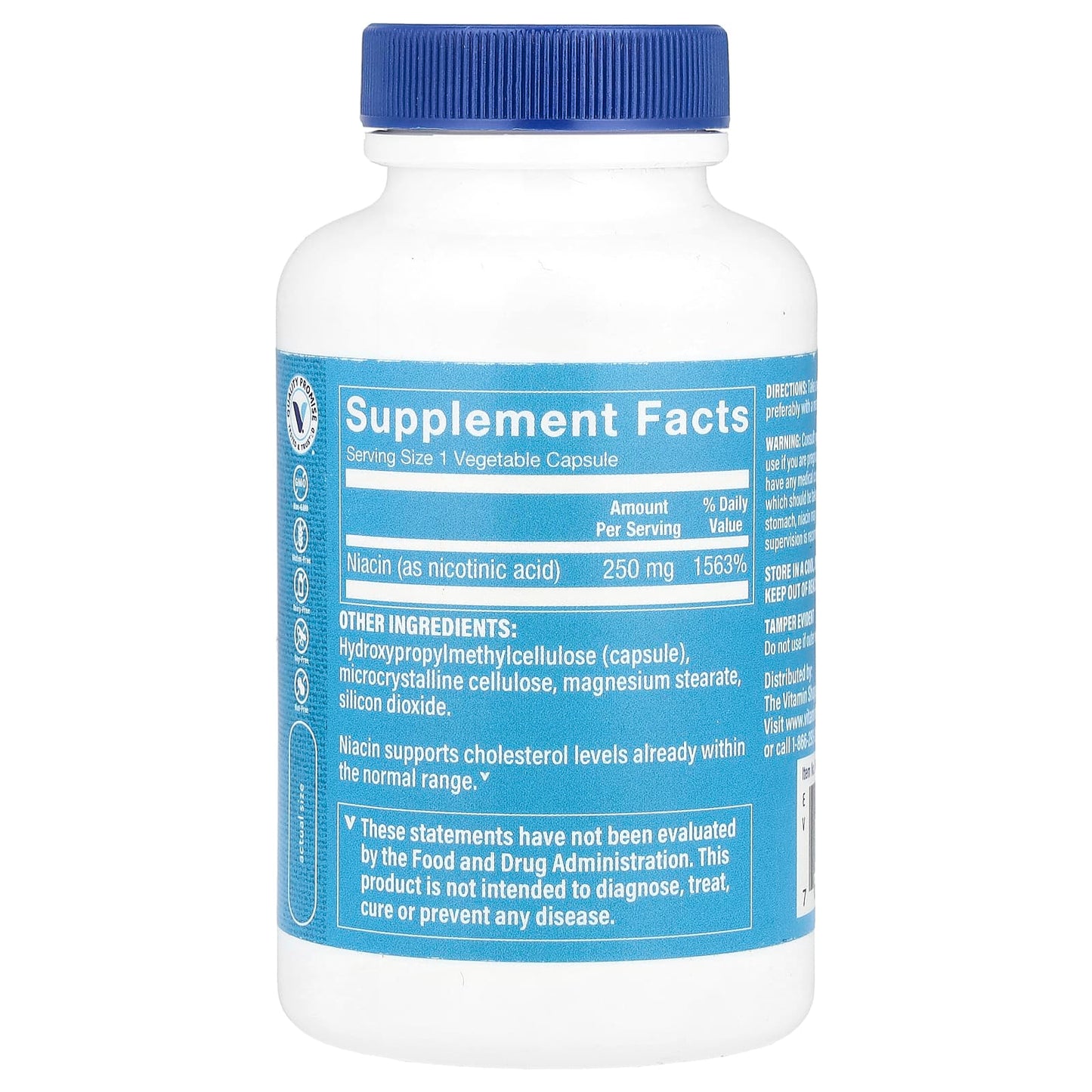 The Vitamin Shoppe, Niacin, 250 mg, 100 Vegetable Capsules - Image 2