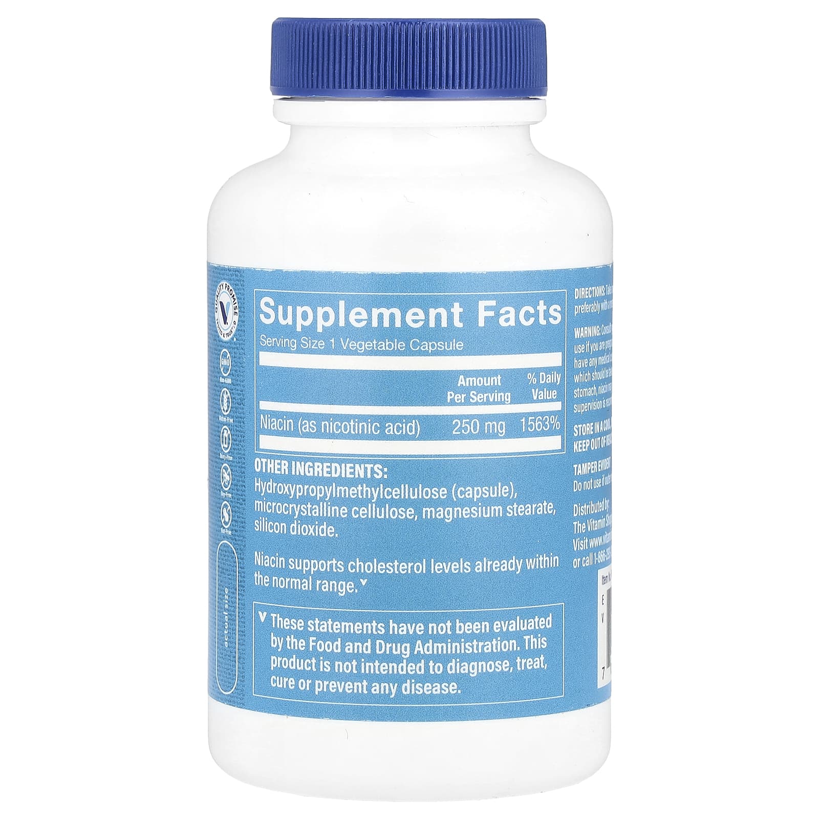 The Vitamin Shoppe, Niacin, 250 mg, 100 Vegetable Capsules - Image 2