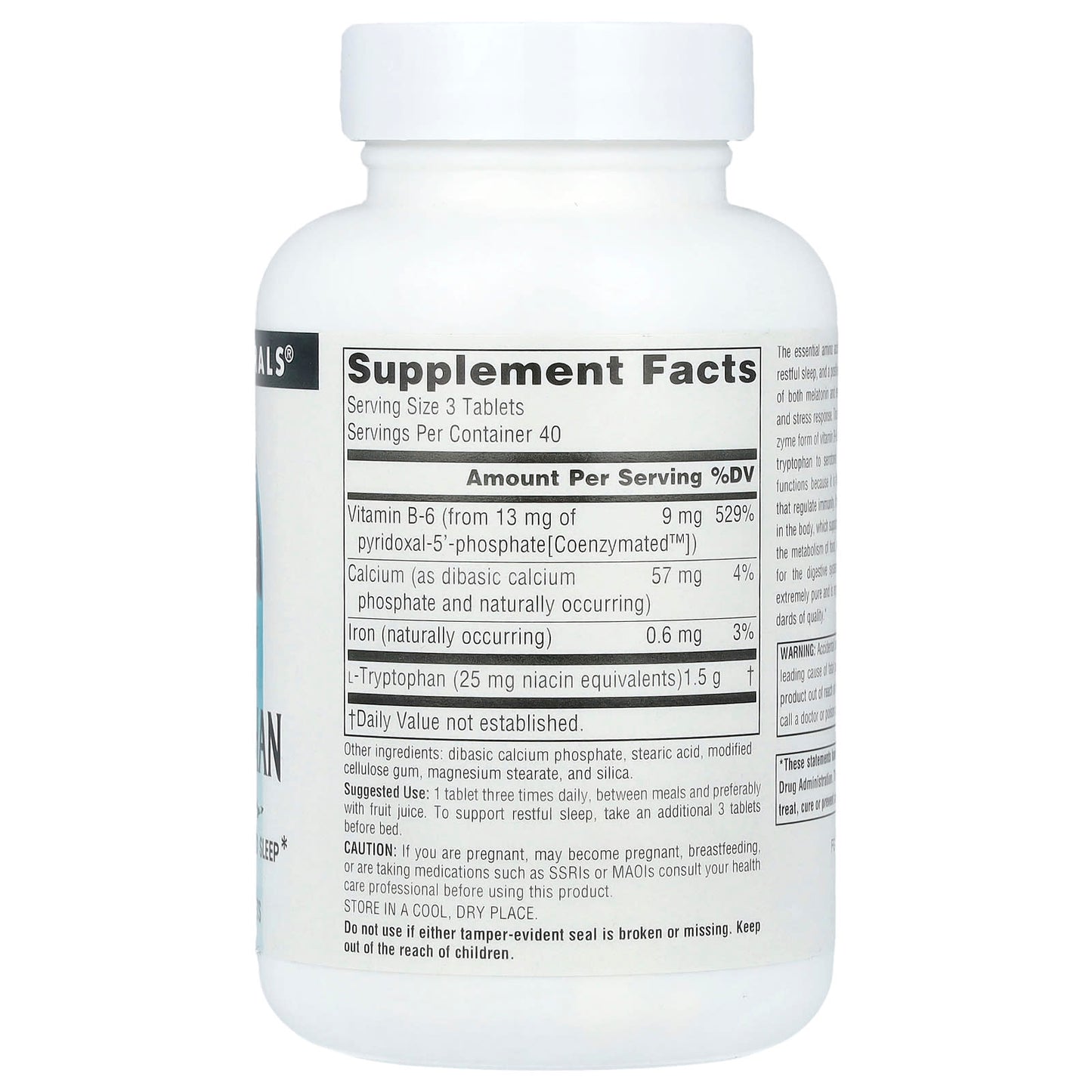 Source Naturals, L-Tryptophan With Coenzyme B-6, 120 Tablets - Image 2