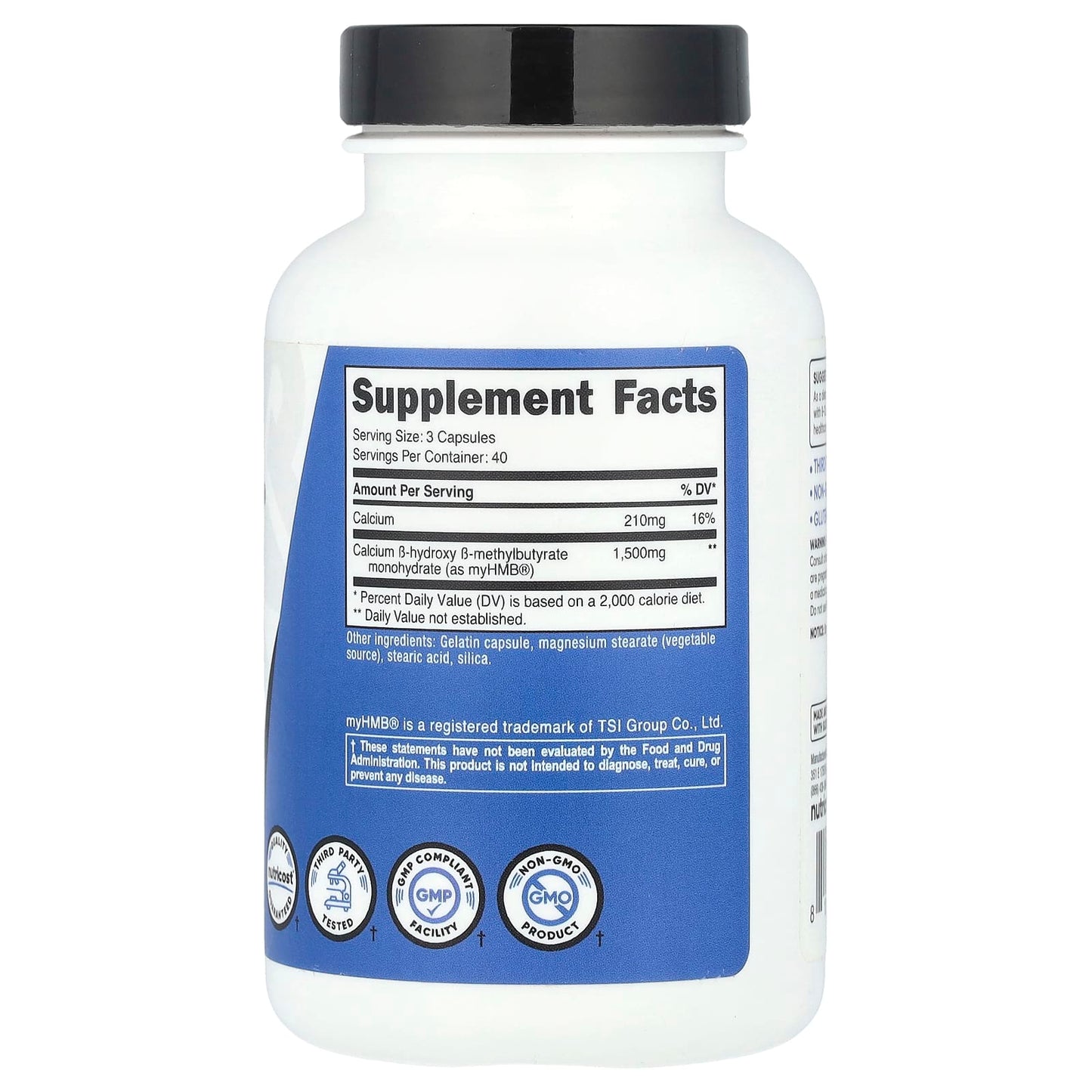 Nutricost, Performance, myHMB®, 120 Capsules (500 mg per Capsule) - Image 2