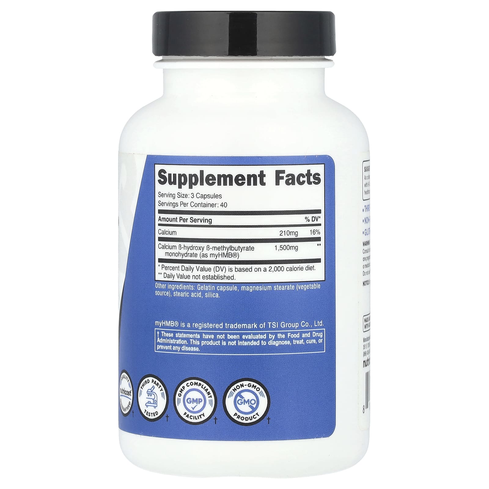 Nutricost, Performance, myHMB®, 120 Capsules (500 mg per Capsule) - Image 2