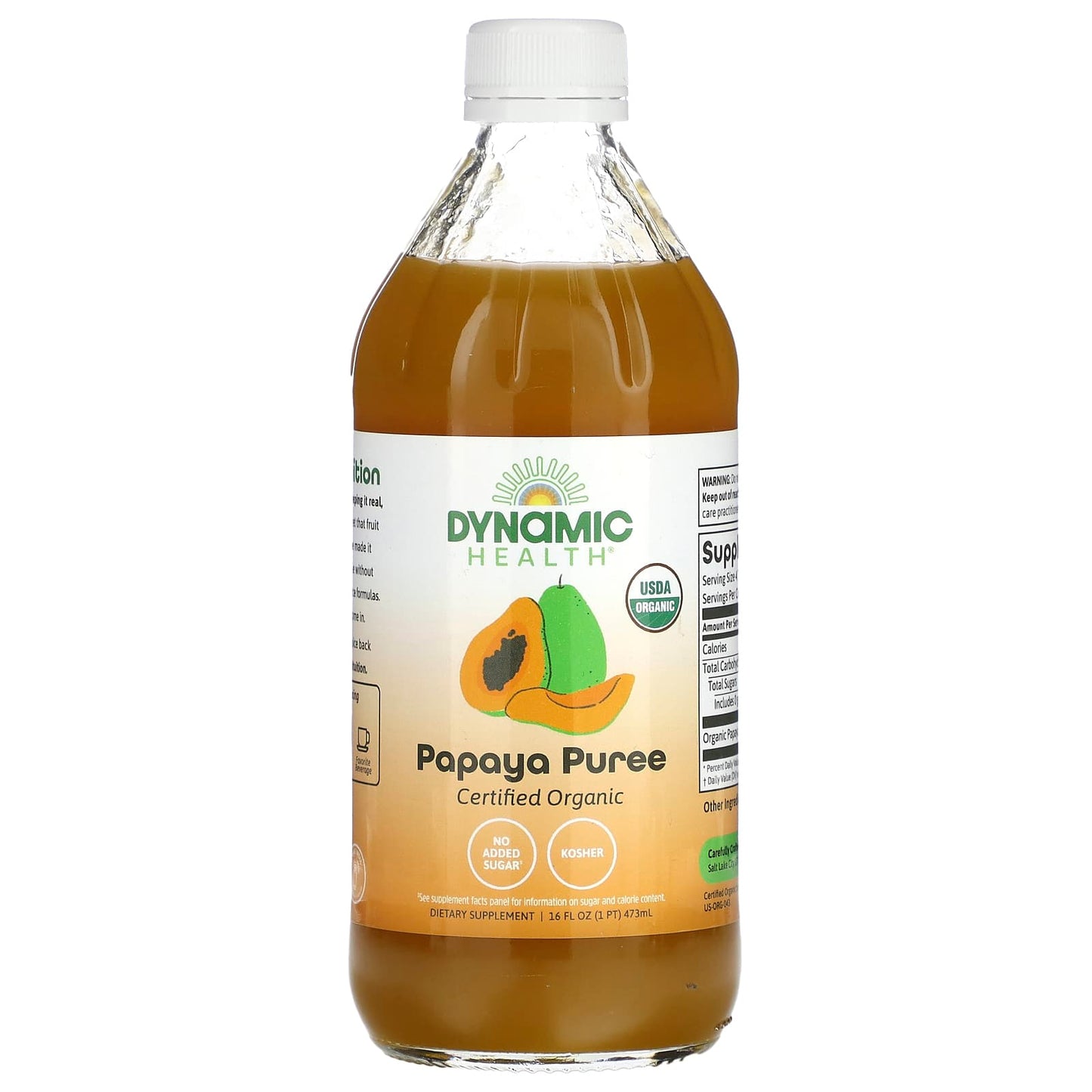 USDA Organic Papaya Puree 473ml Concentrate by Dynamic Health - Image 1