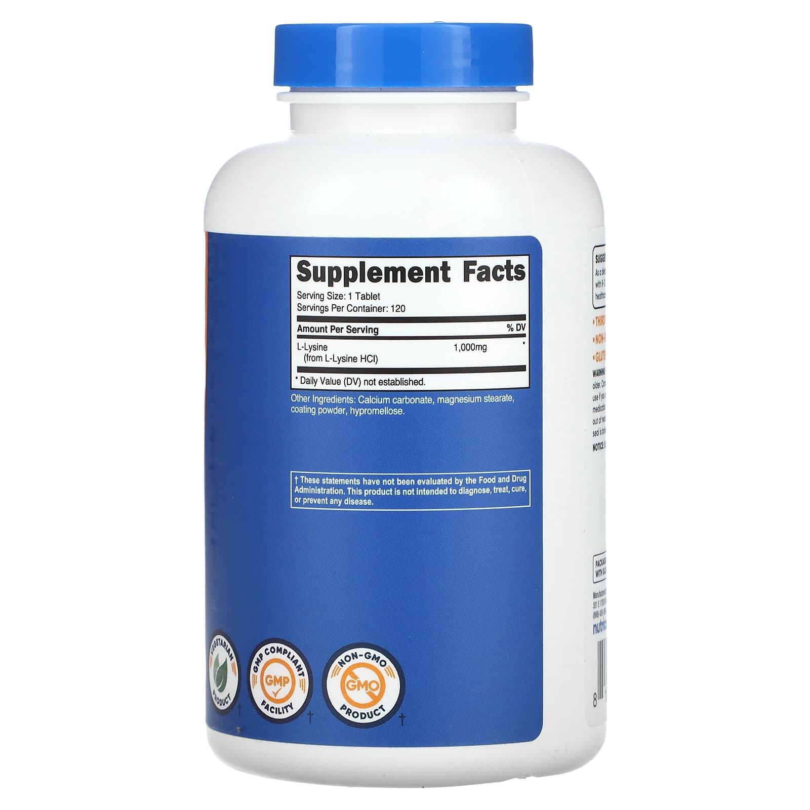 Nutricost, L-Lysine, 1,000 mg, 120 Tablets - Image 2