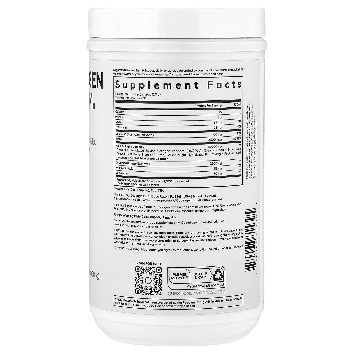 Codeage Platinum Multi Collagen Colostrum Powder Supplement - Image 2