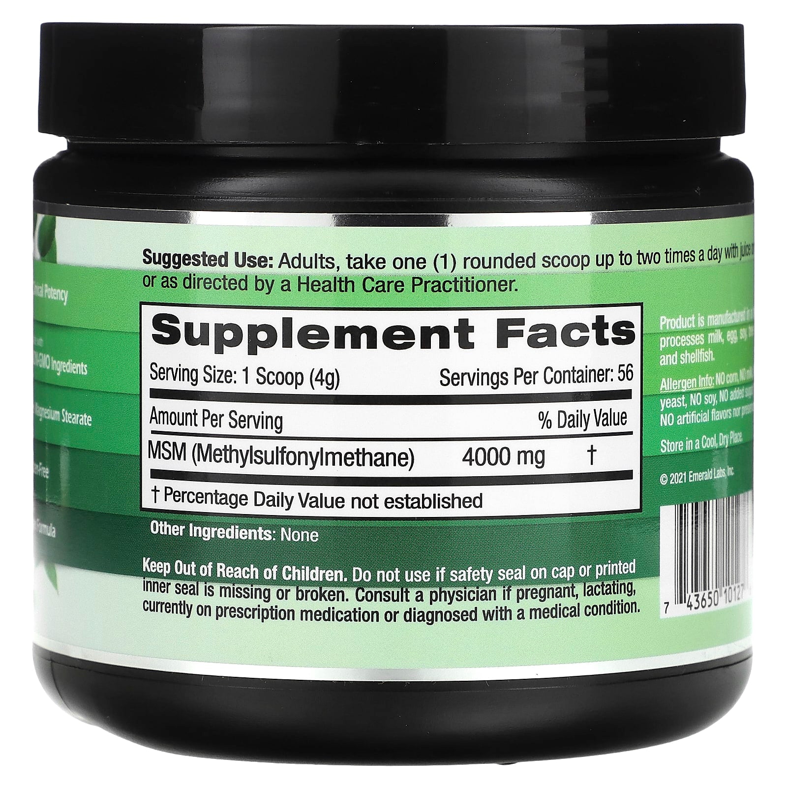 Vegan MSM Powder 8 oz - Joint & Allergy Support by Emerald Laboratories - Image 2