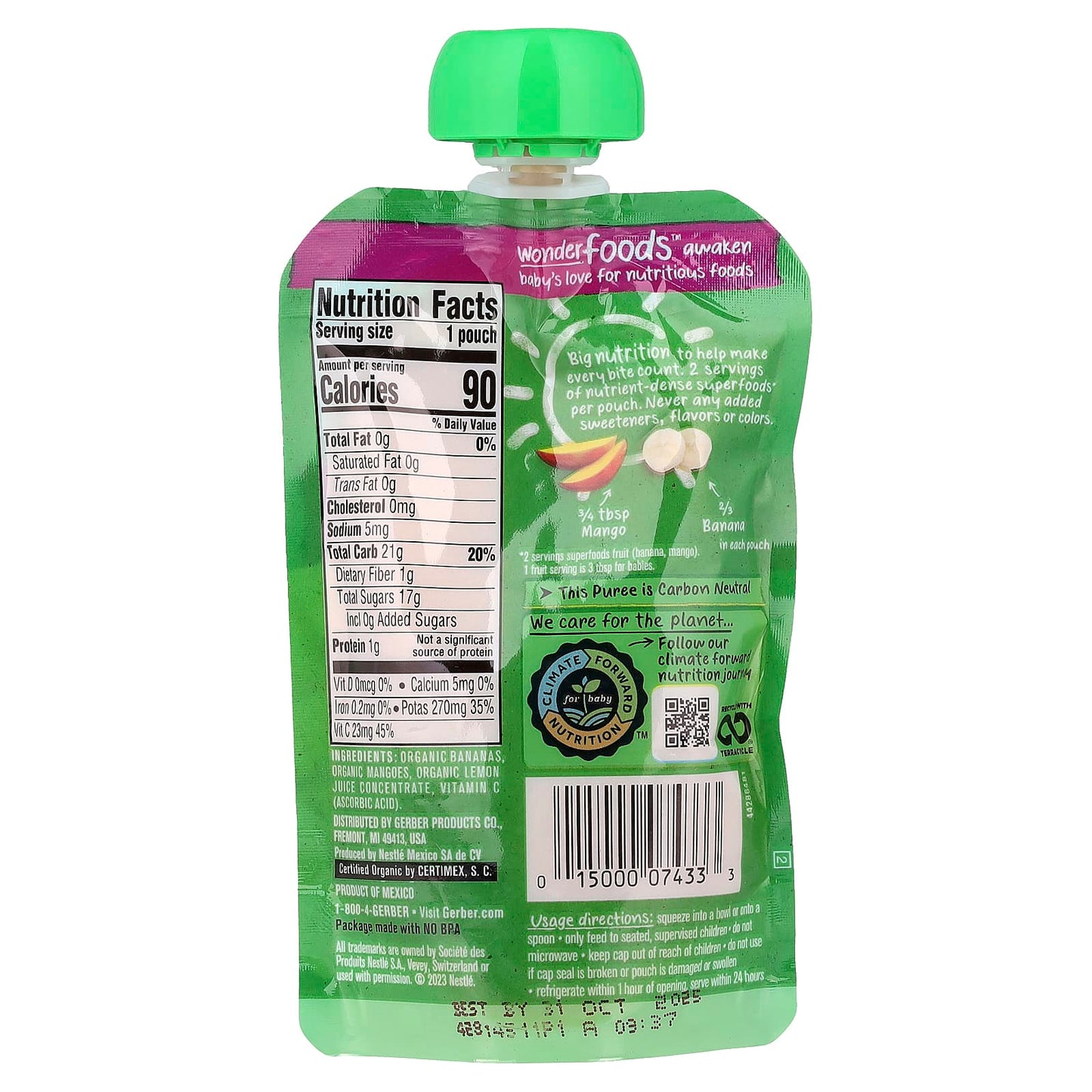 Gerber Organic Baby 2nd Foods Banana Mango Superfood Puree - Image 2