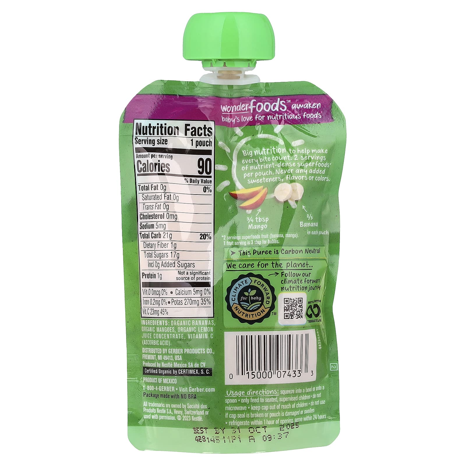 Gerber Organic Baby 2nd Foods Banana Mango Superfood Puree - Image 2