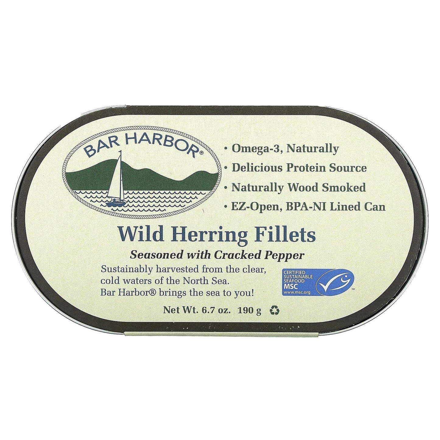 Wild Herring Fillets in Cracked Pepper by Bar Harbor, 6.7 oz - Image 1