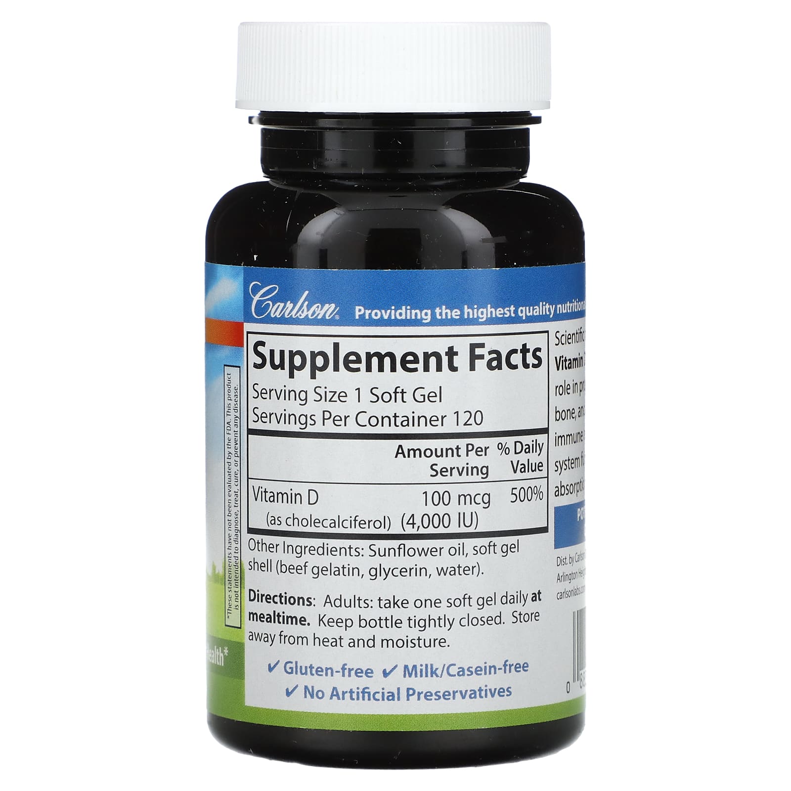 Boost Your Vitamin D3 Levels with Carlson's 4000 IU Soft Gels - Image 2