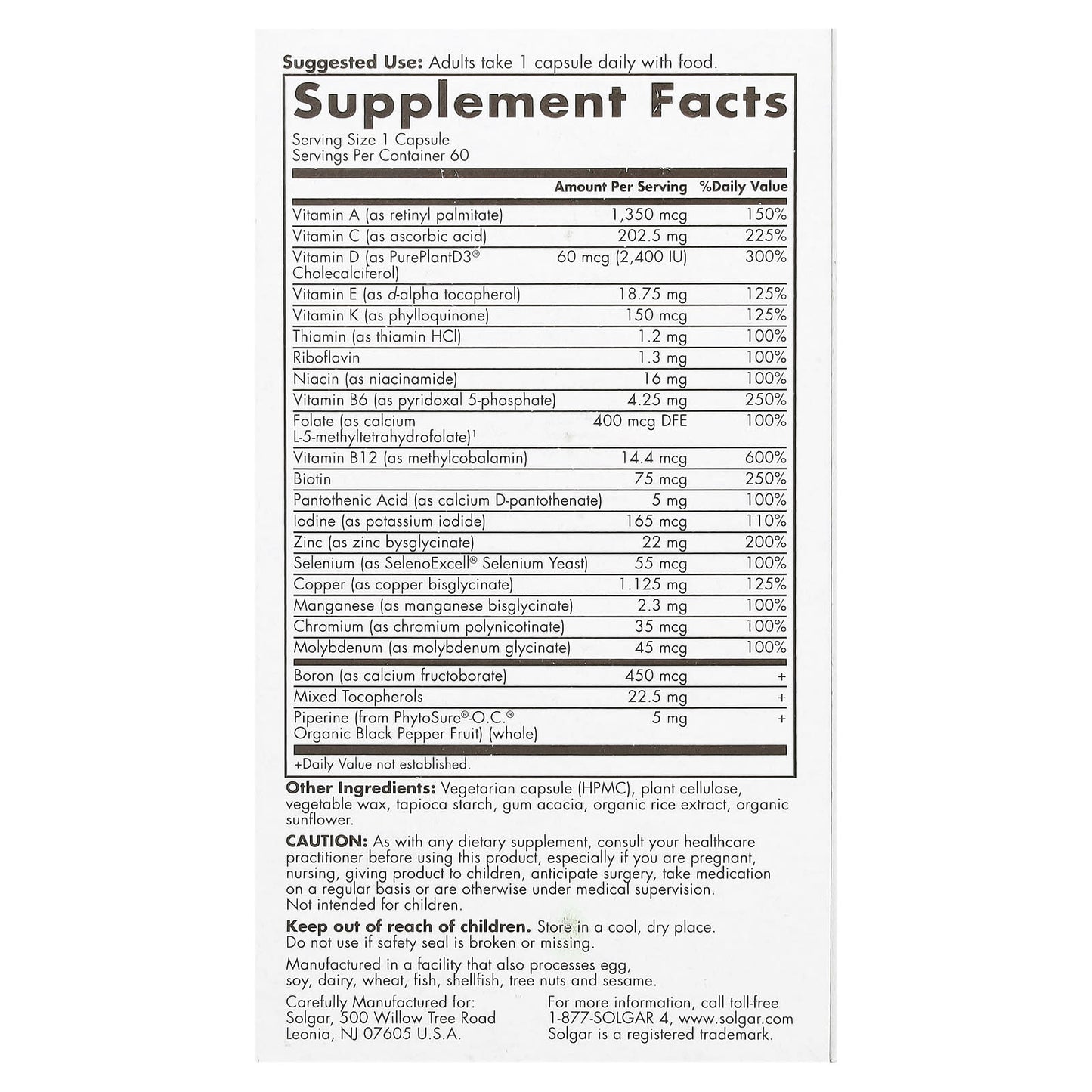 Solgar, One Daily Men's Multi 50+, 60 Capsules - Image 2