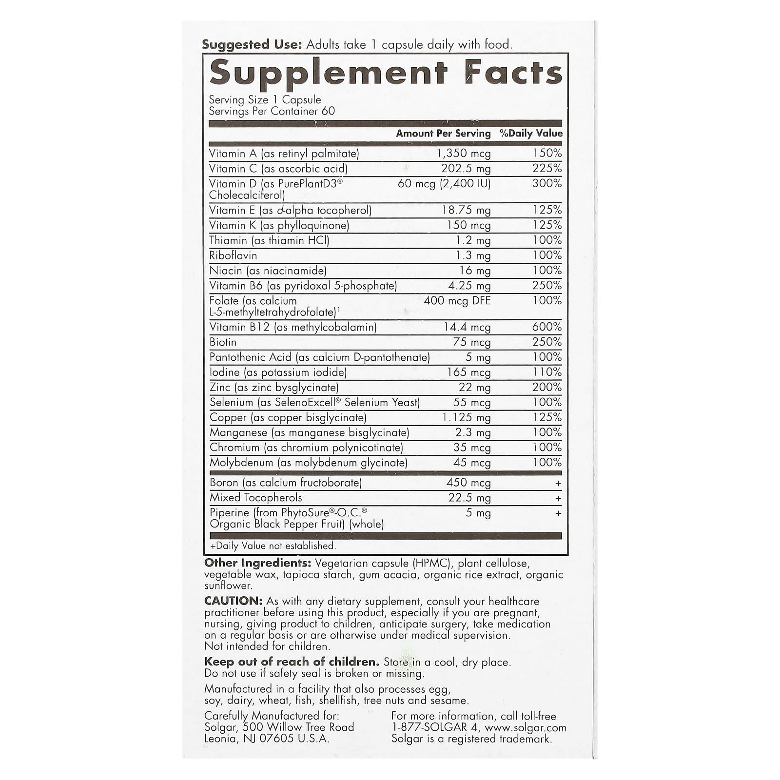 Solgar, One Daily Men's Multi 50+, 60 Capsules - Image 2