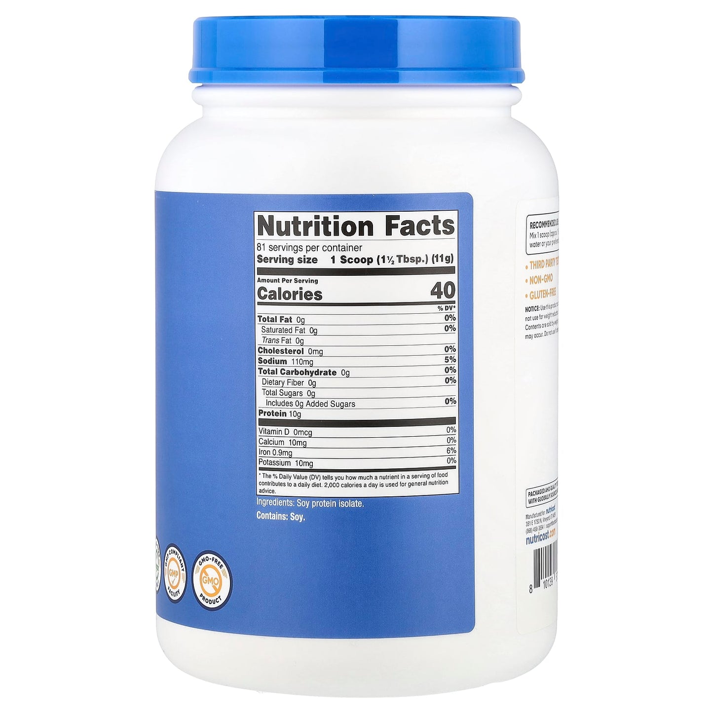 Nutricost, Soy Protein Isolate, Unflavored, 2 lb (907 g) - Image 2