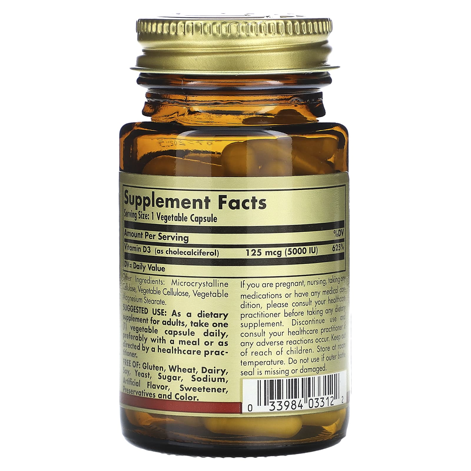 Solgar, Vitamin D3, 125 mcg (5,000 IU), 60 Vegetable Capsules