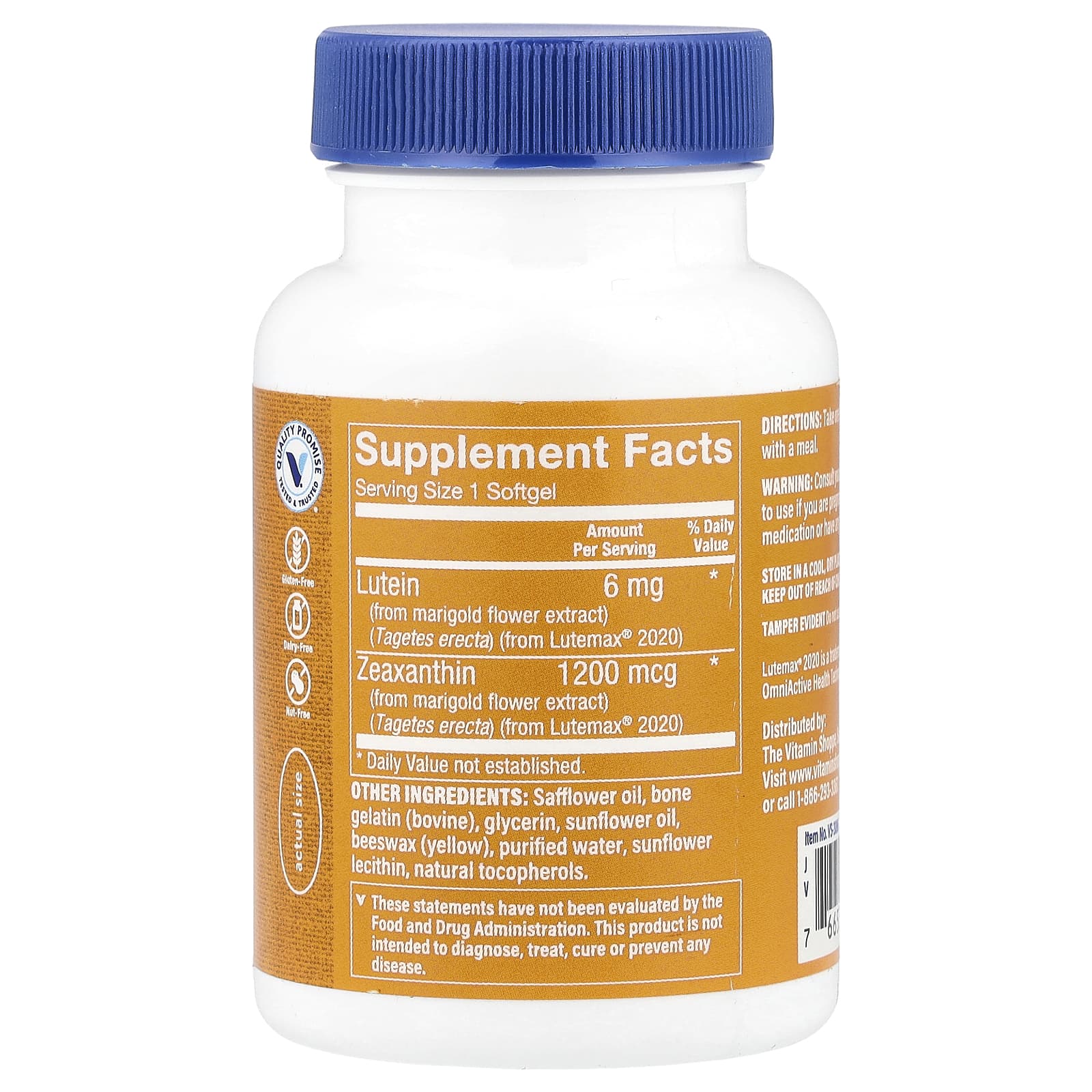 The Vitamin Shoppe, Lutein, 6 mg, 120 Softgels - Image 2